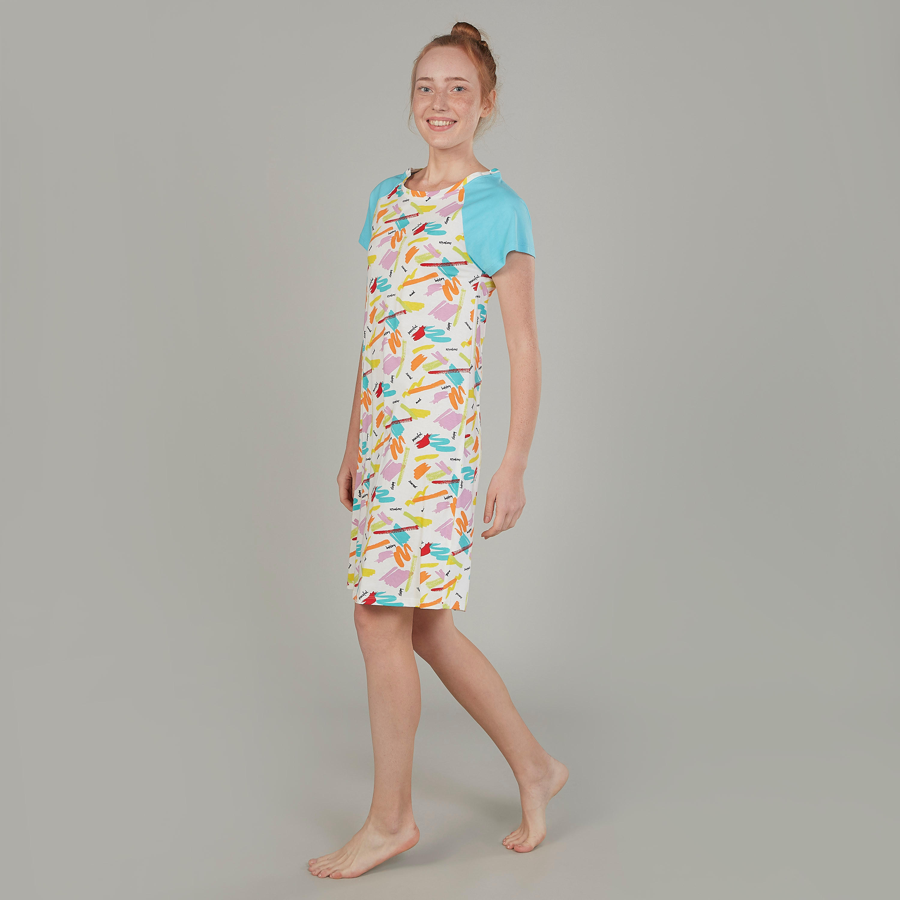 طقم قمصان نوم مستدام بطبعات وأكمام مغايرة - قطعتين-women-clothing-nightwear-nighties-image-4