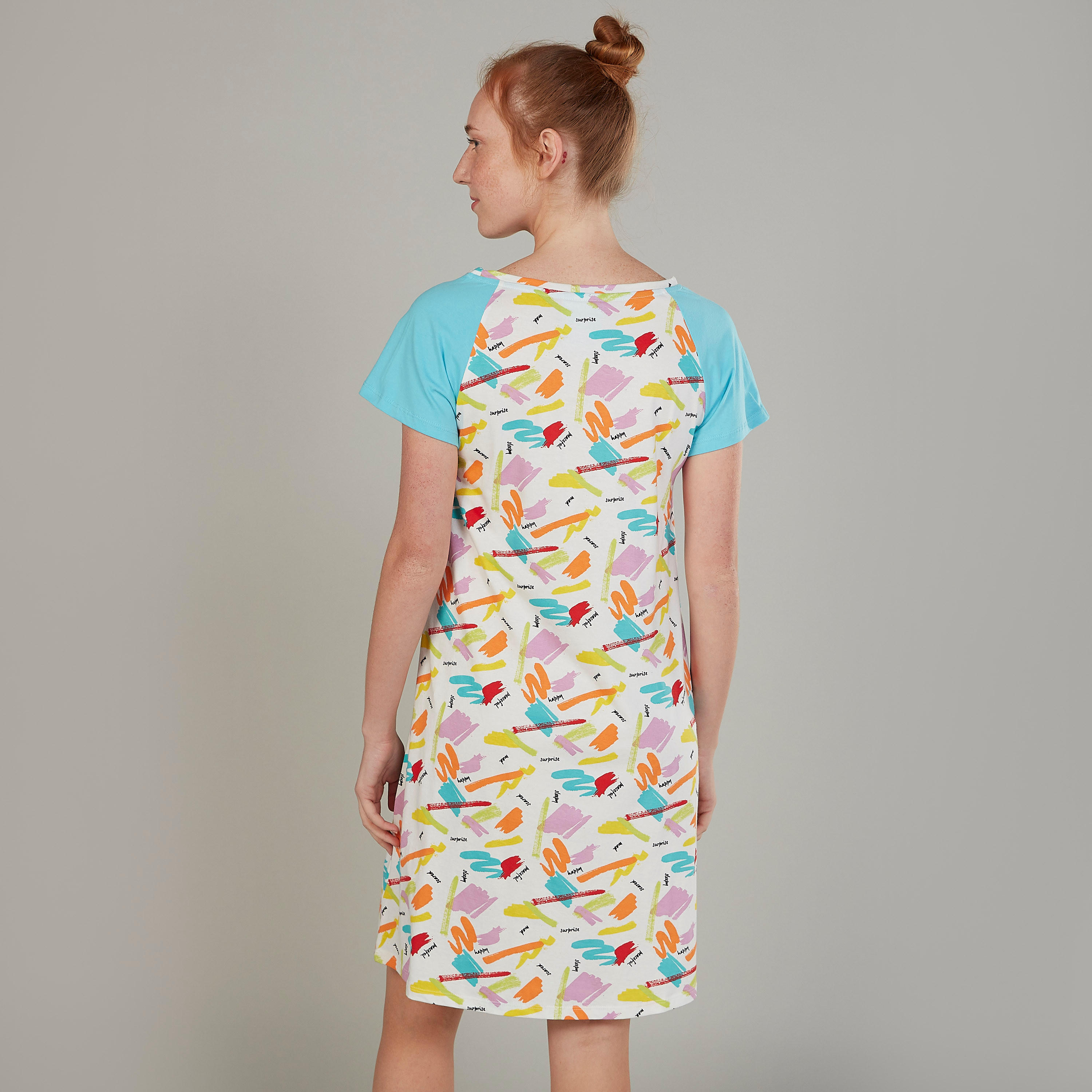 طقم قمصان نوم مستدام بطبعات وأكمام مغايرة - قطعتين-women-clothing-nightwear-nighties-image-5