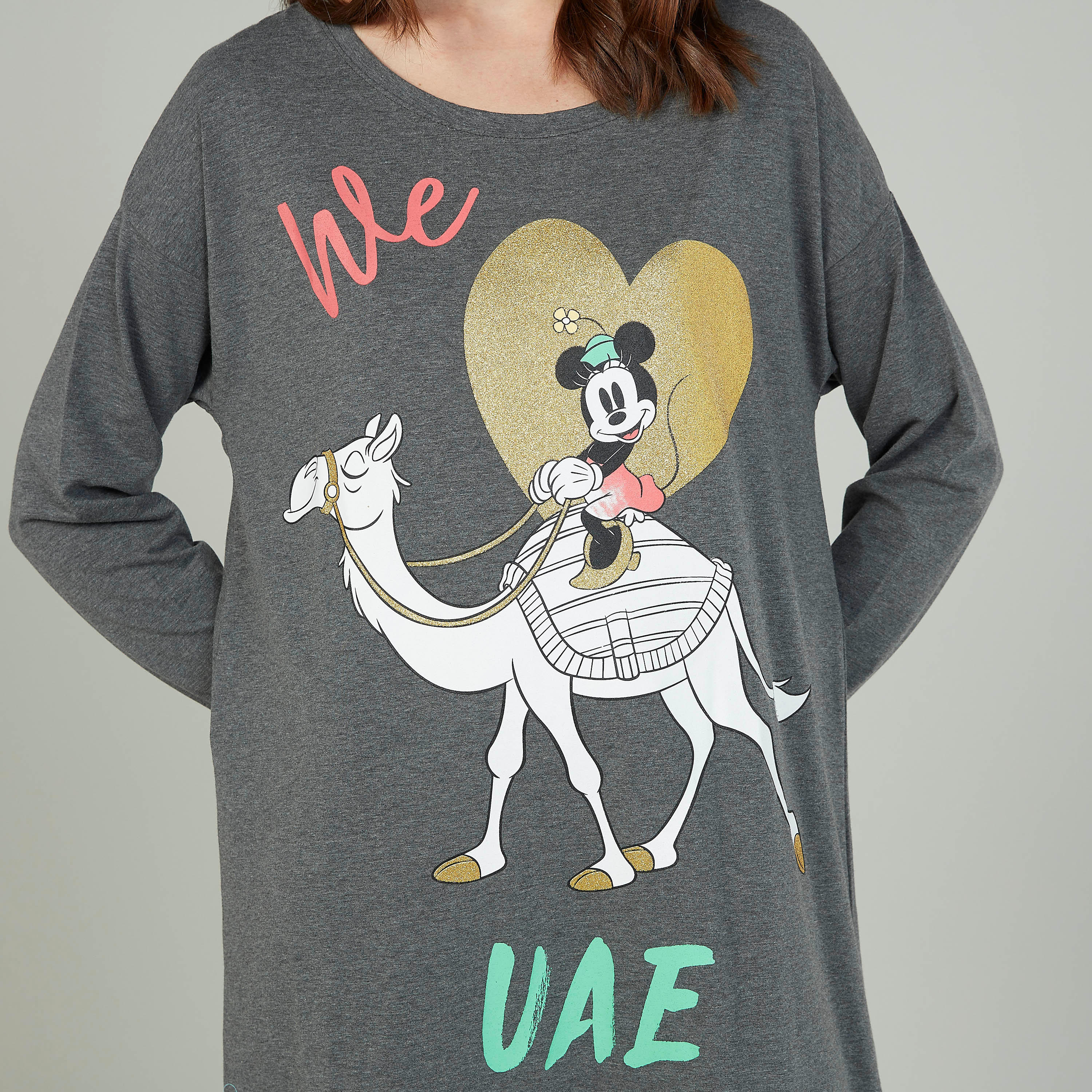 قميص نوم بياقة مستديرة وأكمام طويلة وطبعات ميني ماوس-women-clothing-nightwear-nighties-image-3
