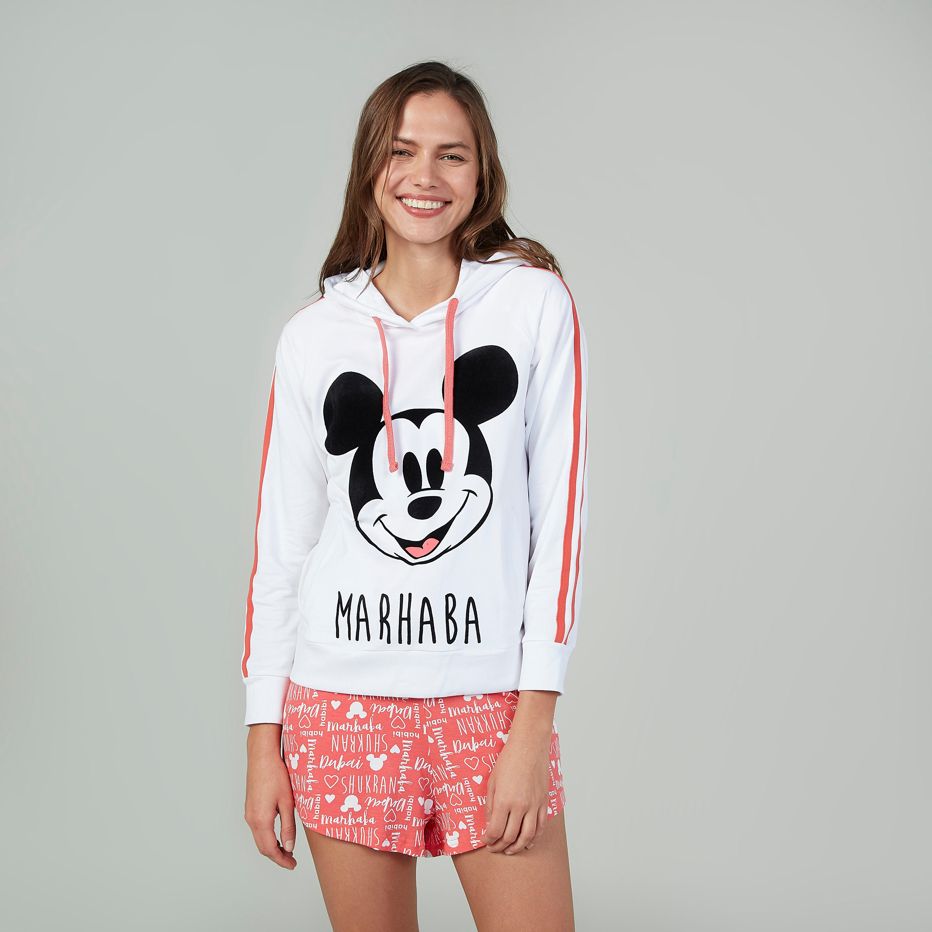 سويت شيرت بقبّعة وأكمام طويلة وطبعات ميكي ماوس-women-clothing-nightwear-pyjamas-tops-image-2