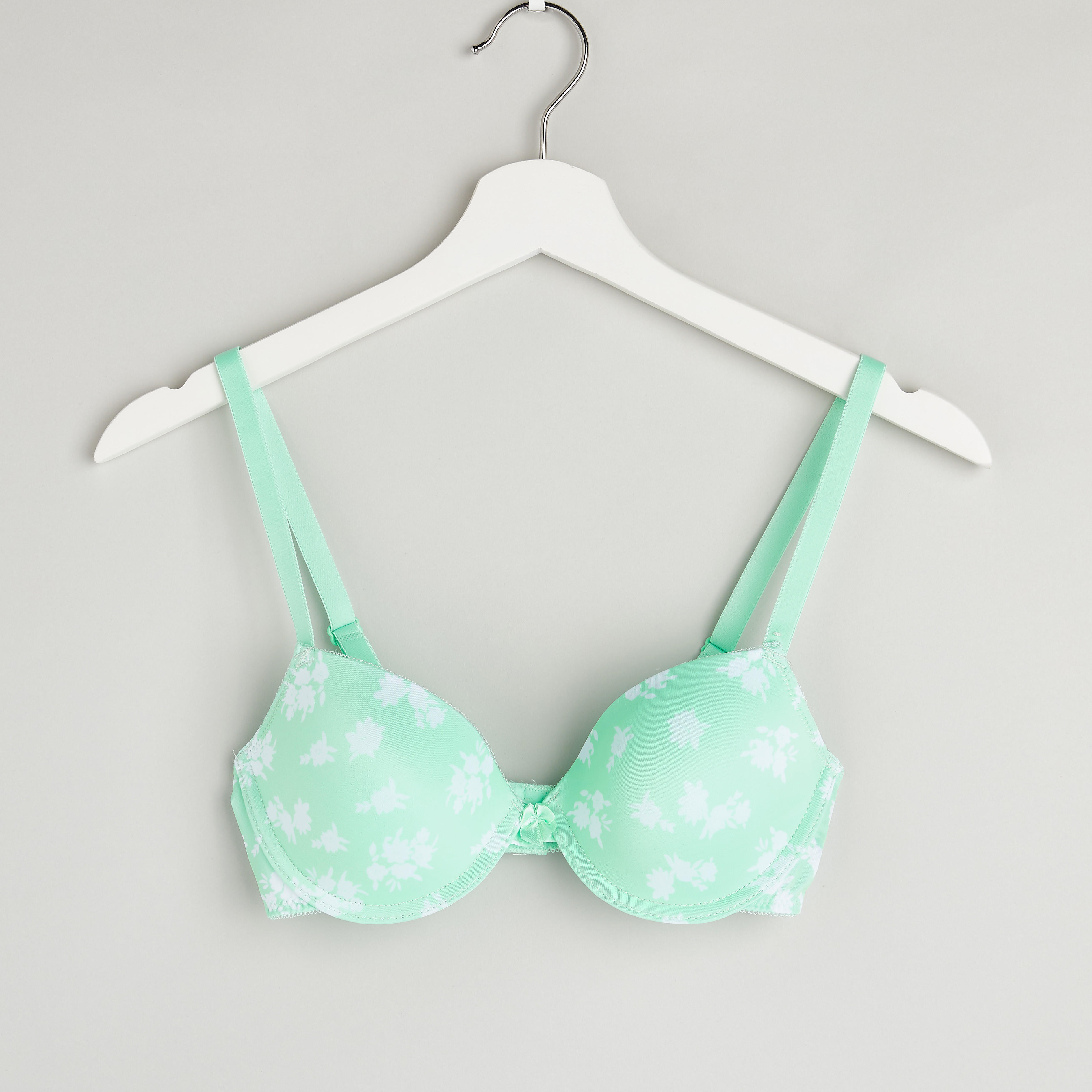 Printed Padded T-shirt Bra with Hook and Eye Closure-women-clothing-lingerie-bras-image-1