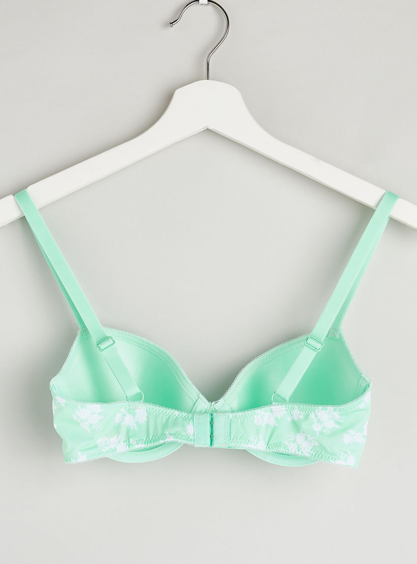 Printed Padded T-shirt Bra with Hook and Eye Closure-women-clothing-lingerie-bras-image-2