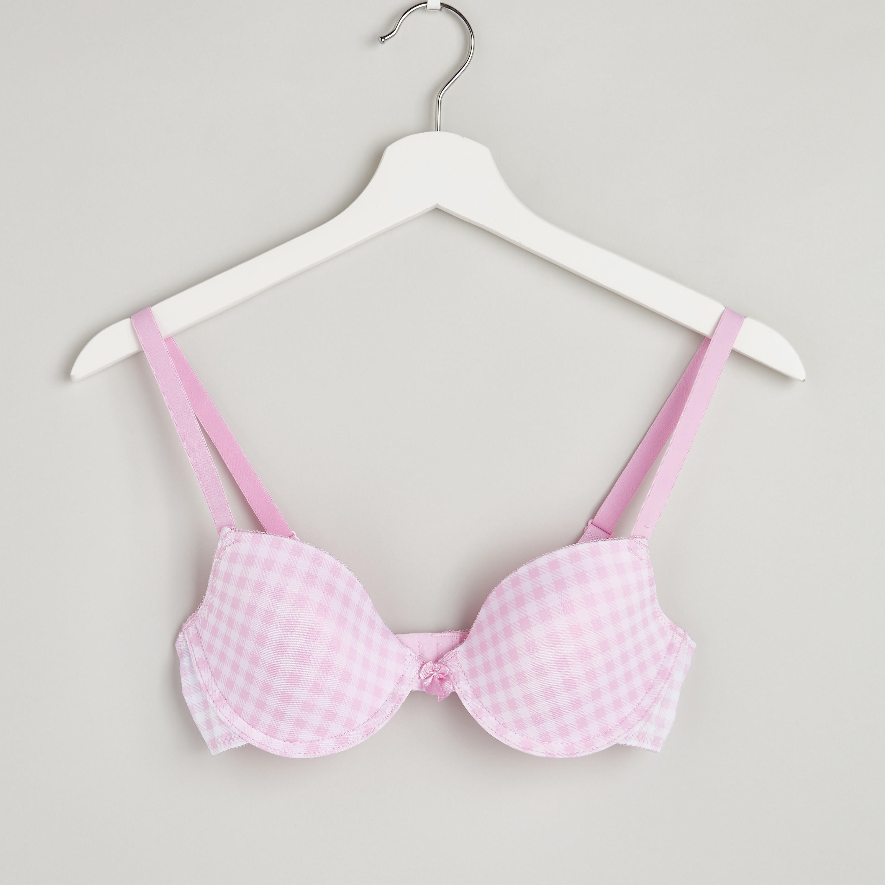 صدرية تيشيرت كاروهات مبطنة بخطّافة إغلاق-women-clothing-lingerie-bras-image-2
