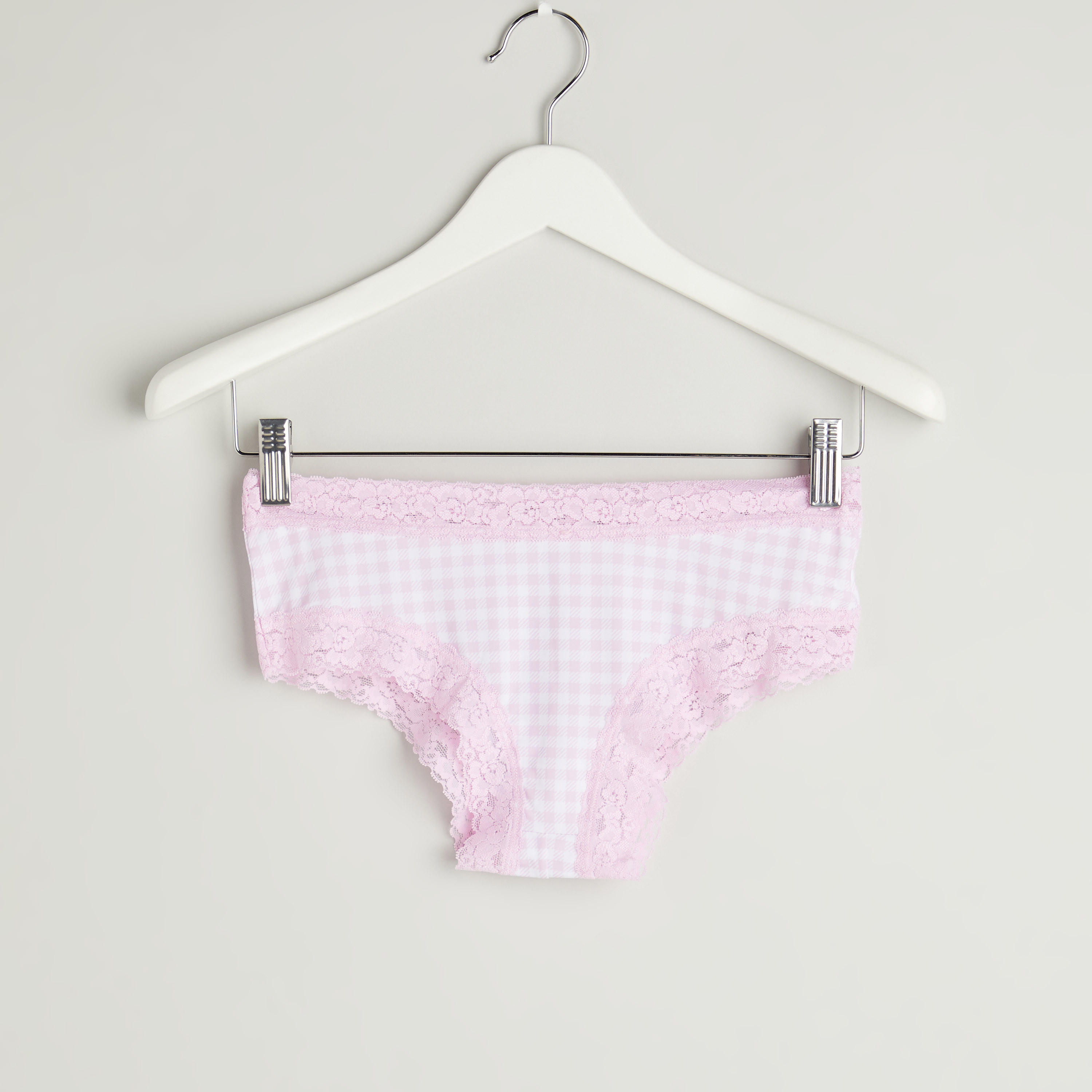 سراويل داخلية كاروهات بتفاصيل دانتيل-women-clothing-lingerie-panties-image-1