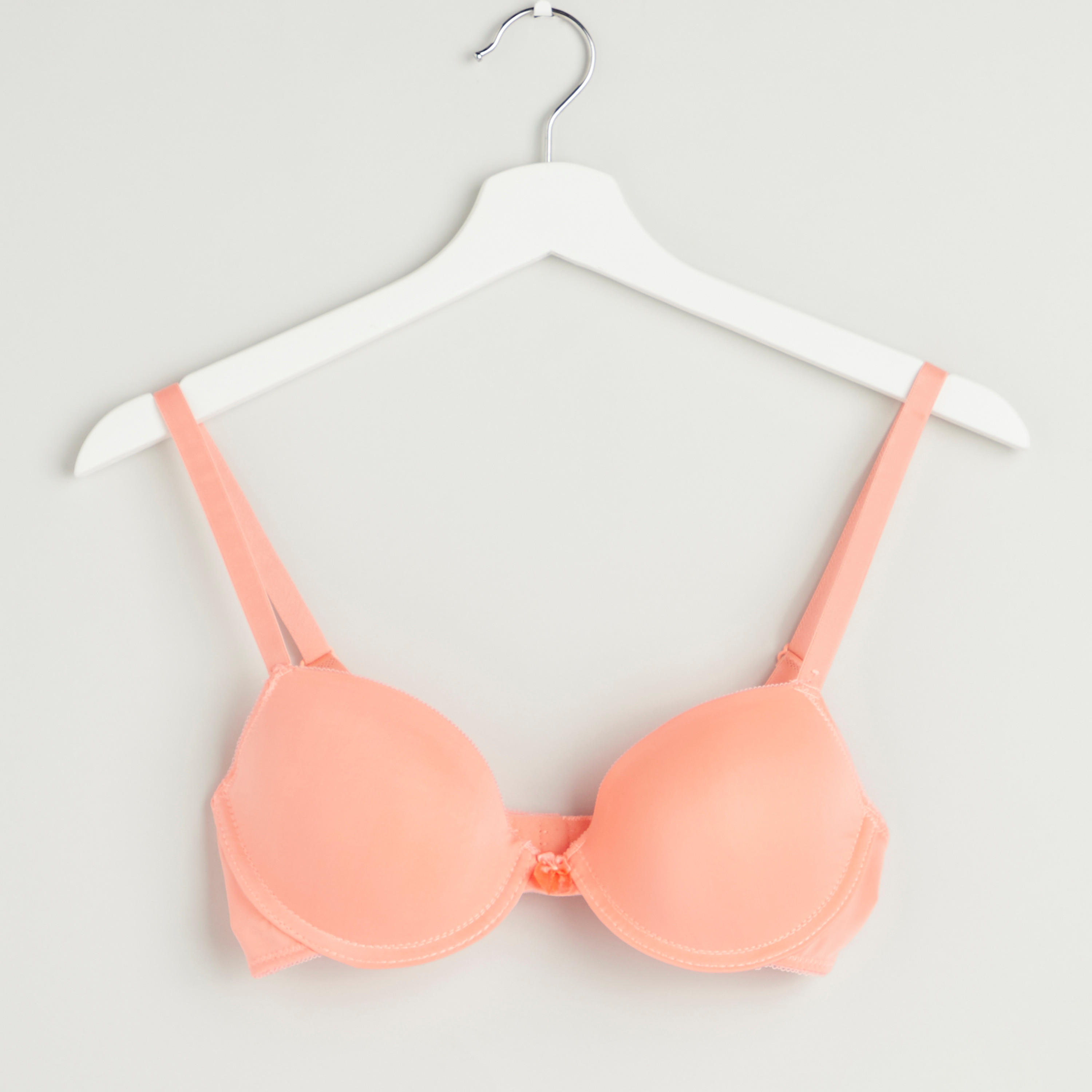 Plain Padded T-shirt Bra with Hook and Eye Closure-women-clothing-lingerie-bras-image-1
