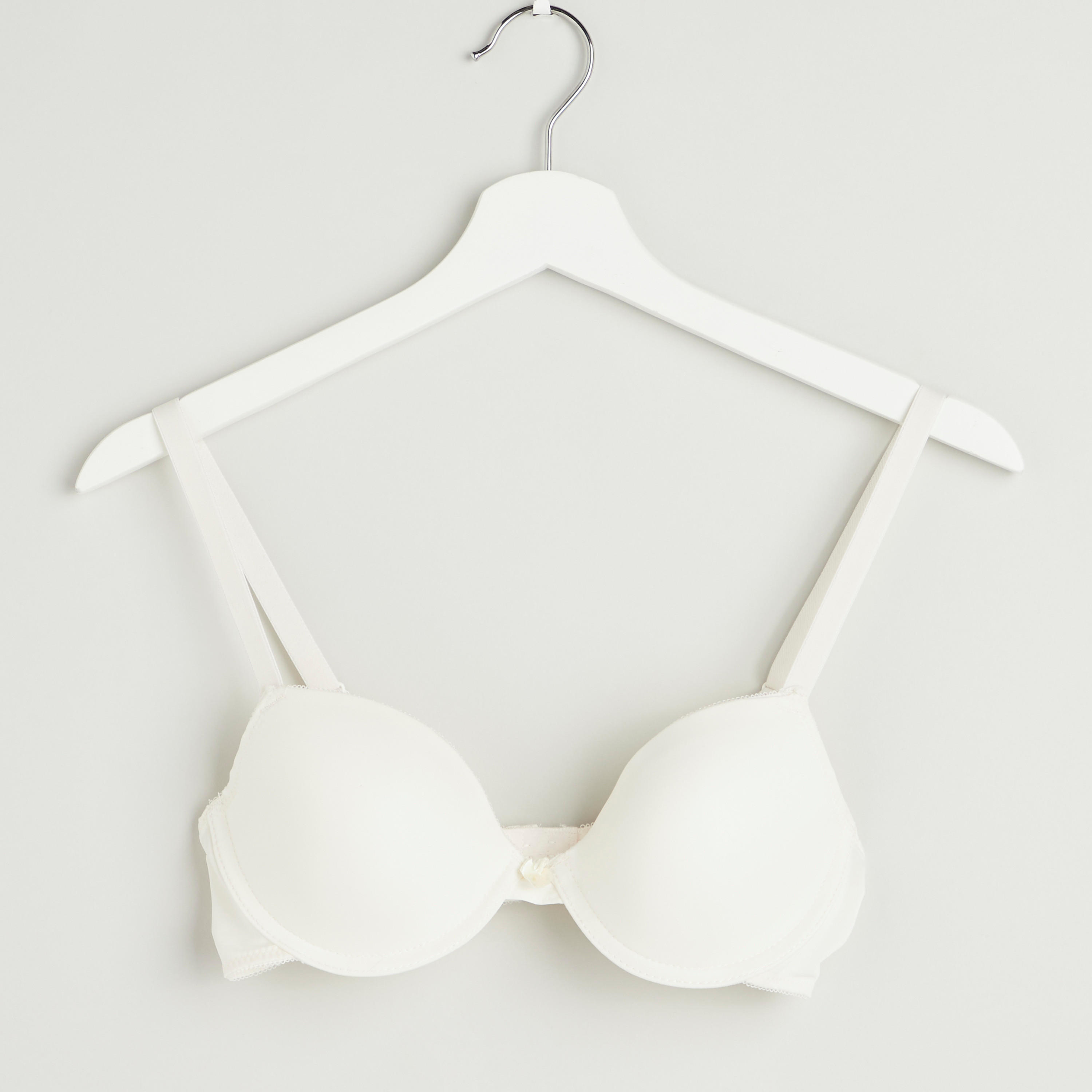 Plain Padded T-shirt Bra with Hook and Eye Closure-women-clothing-lingerie-bras-image-1