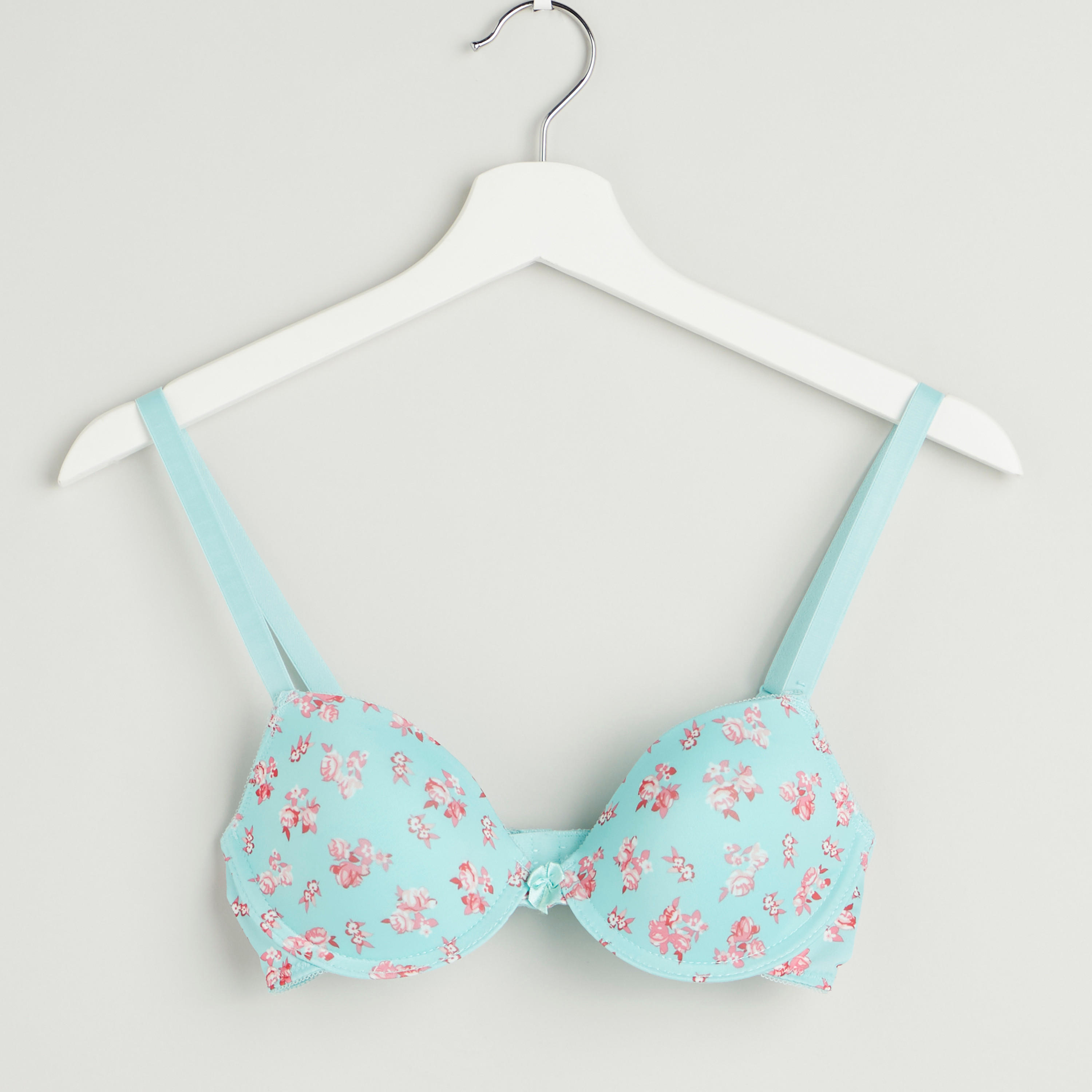 Printed Padded T-shirt Bra with Hook and Eye Closure-women-clothing-lingerie-bras-image-1
