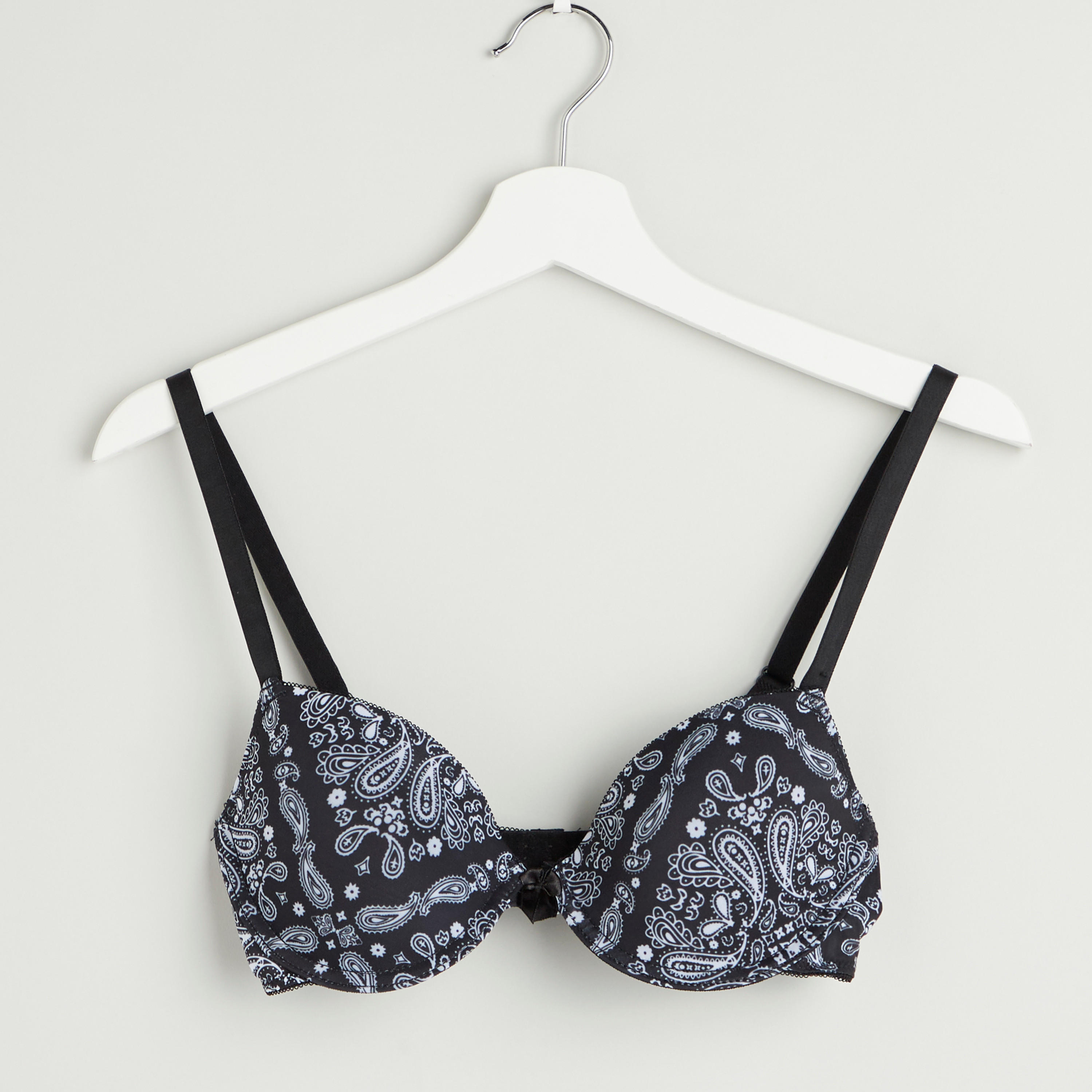 Printed Padded T-shirt Bra with Hook and Eye Closure-women-clothing-lingerie-bras-image-1
