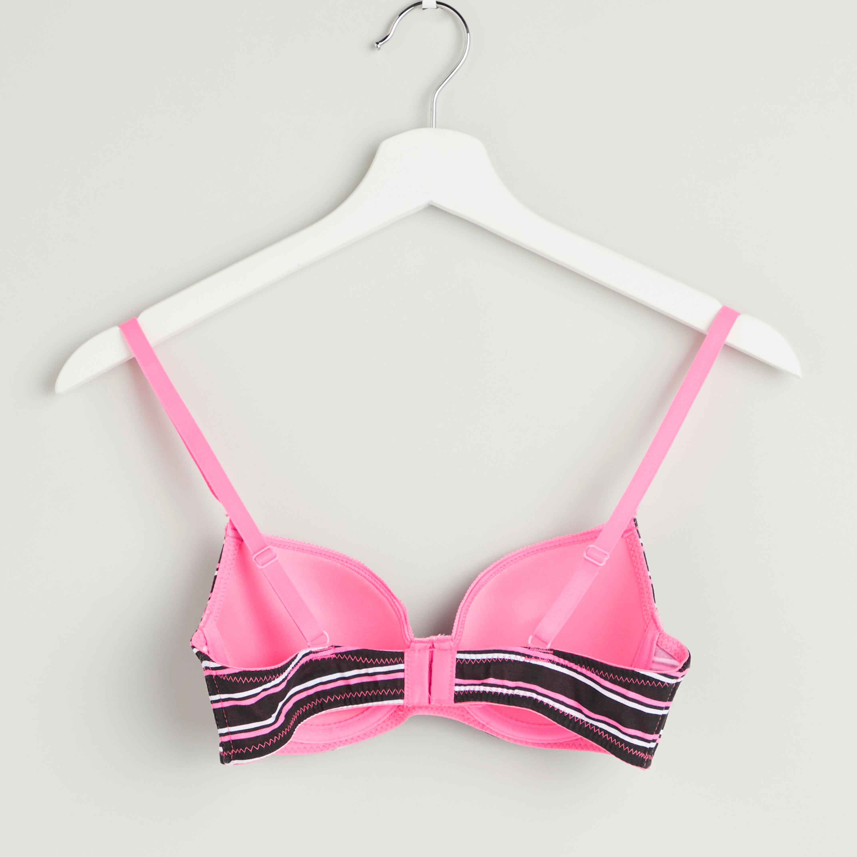 صدرية تيشيرت مبطنة مخطط بخطّافة إغلاق-women-clothing-lingerie-bras-image-1