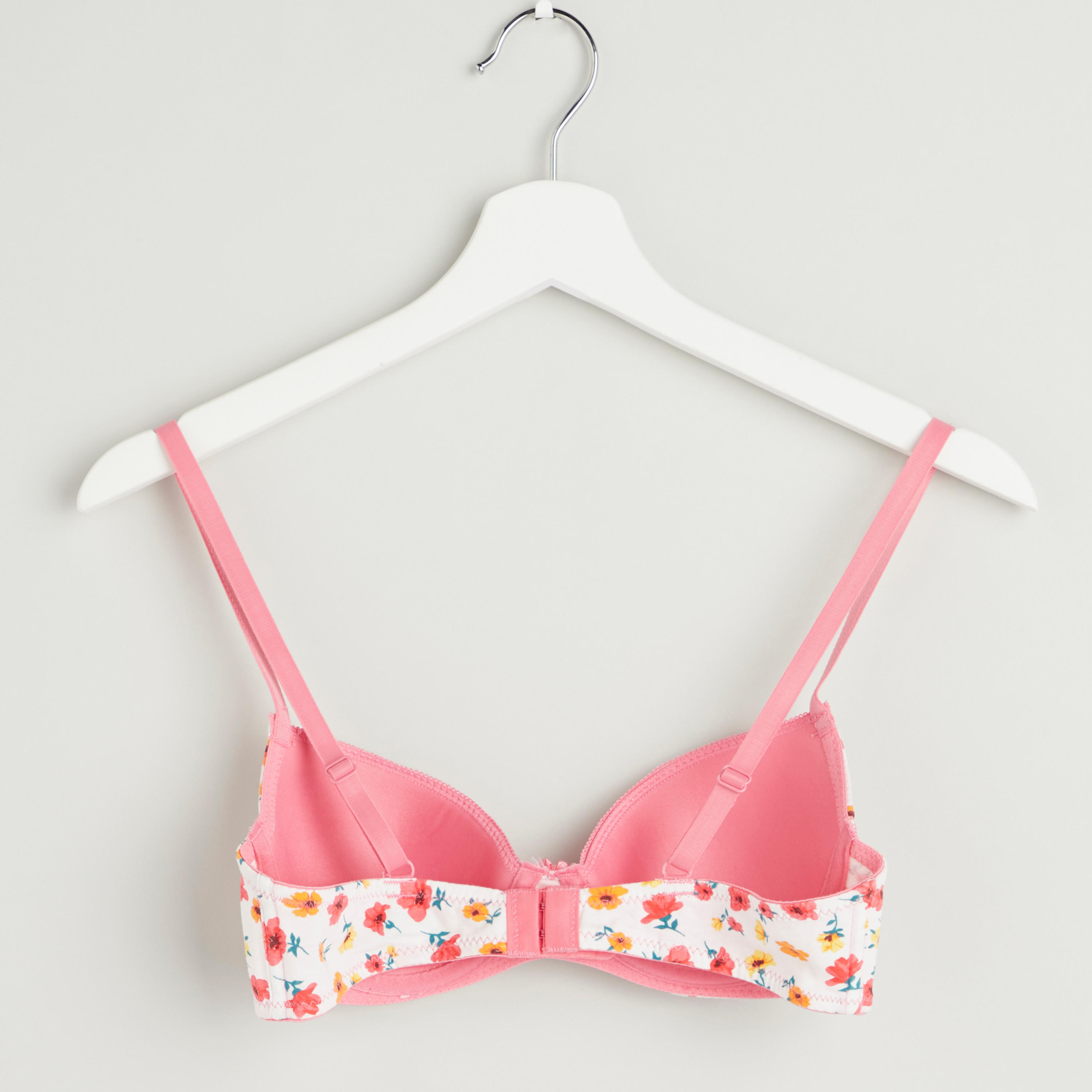 Printed Padded T-shirt Bra with Hook and Eye Closure-women-clothing-lingerie-bras-image-2