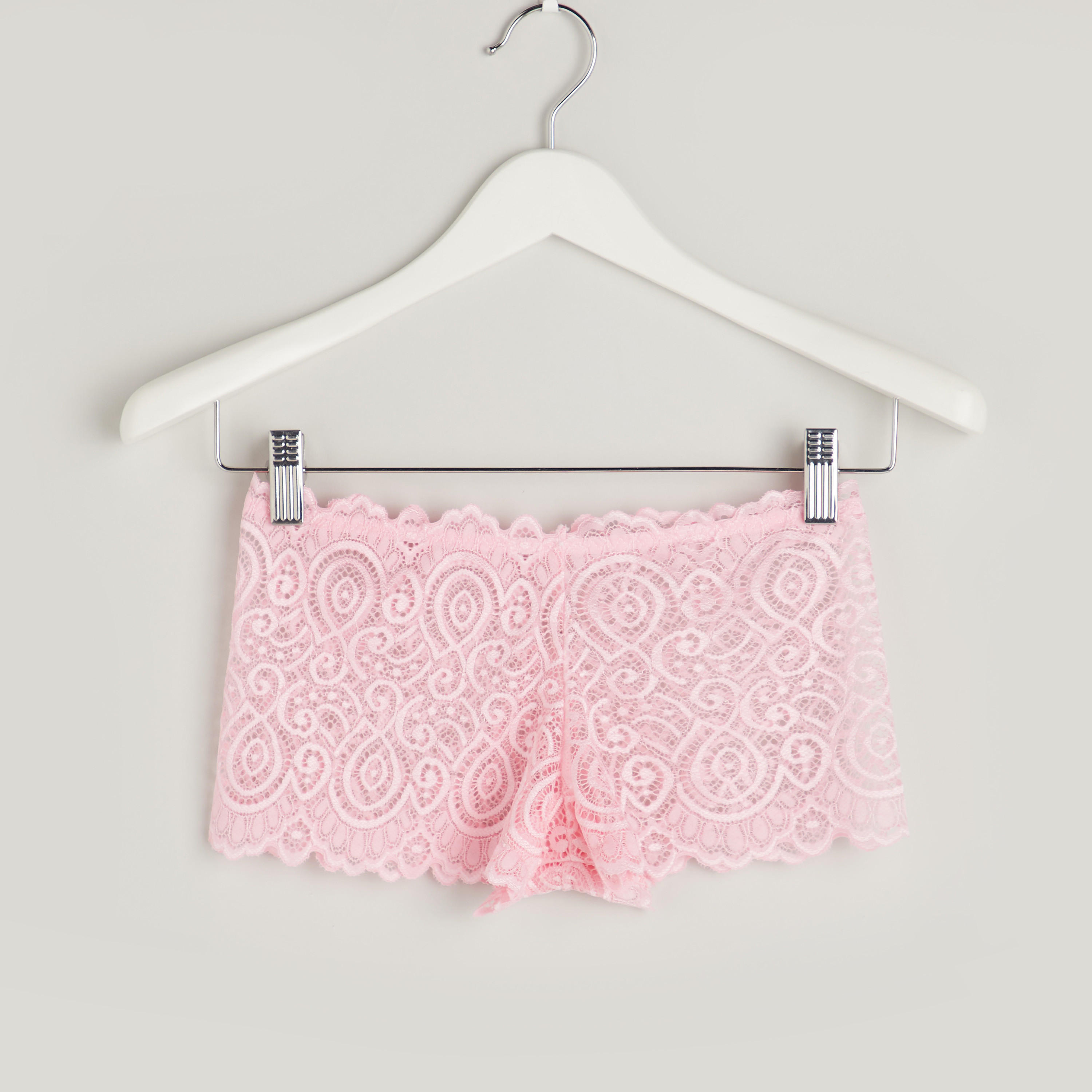 سراويل داخلية بوي شورت دانتيل بخصر مطاطي-women-clothing-lingerie-panties-image-1