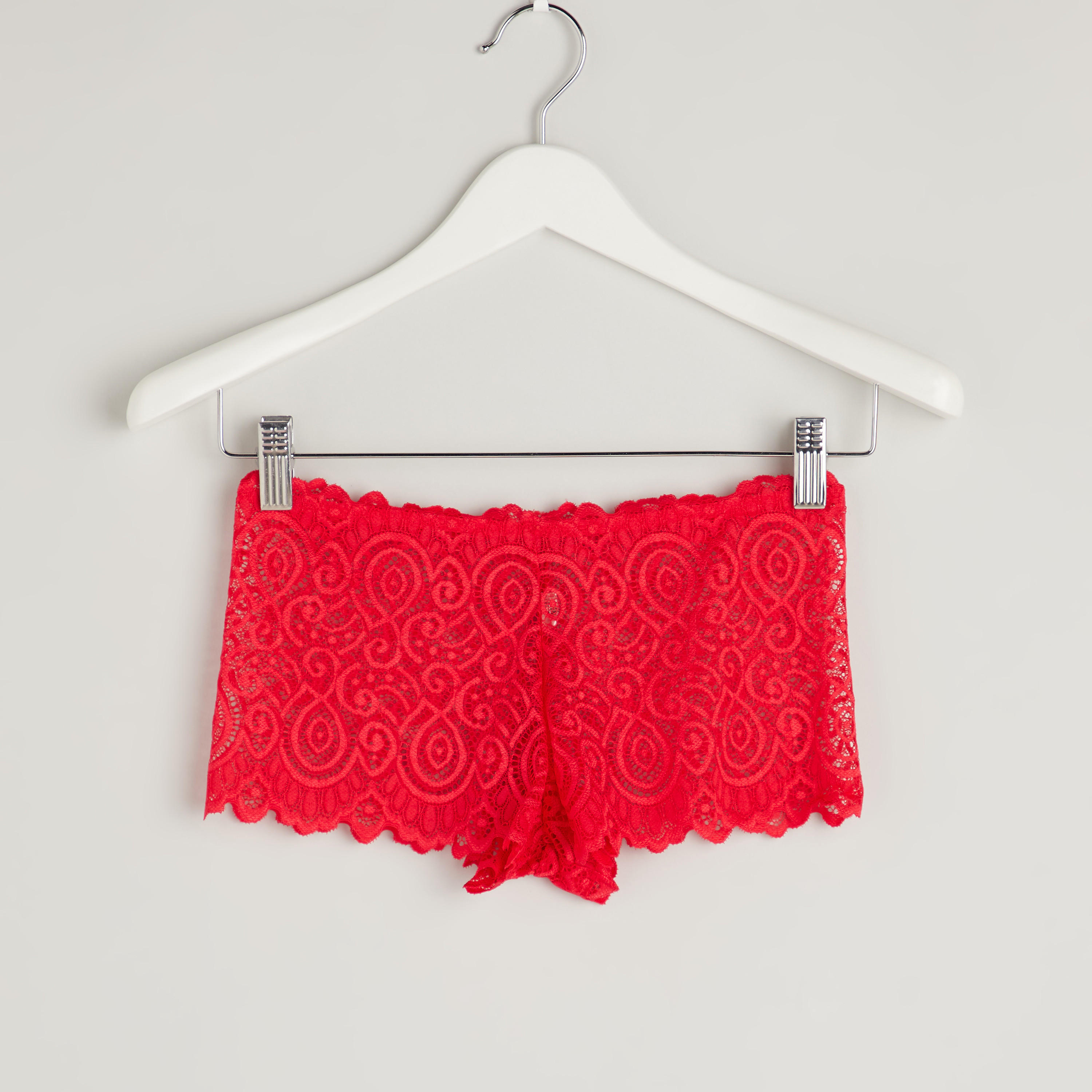 سراويل داخلية بوي شورت دانتيل بخصر مطاطي-women-clothing-lingerie-panties-image-2