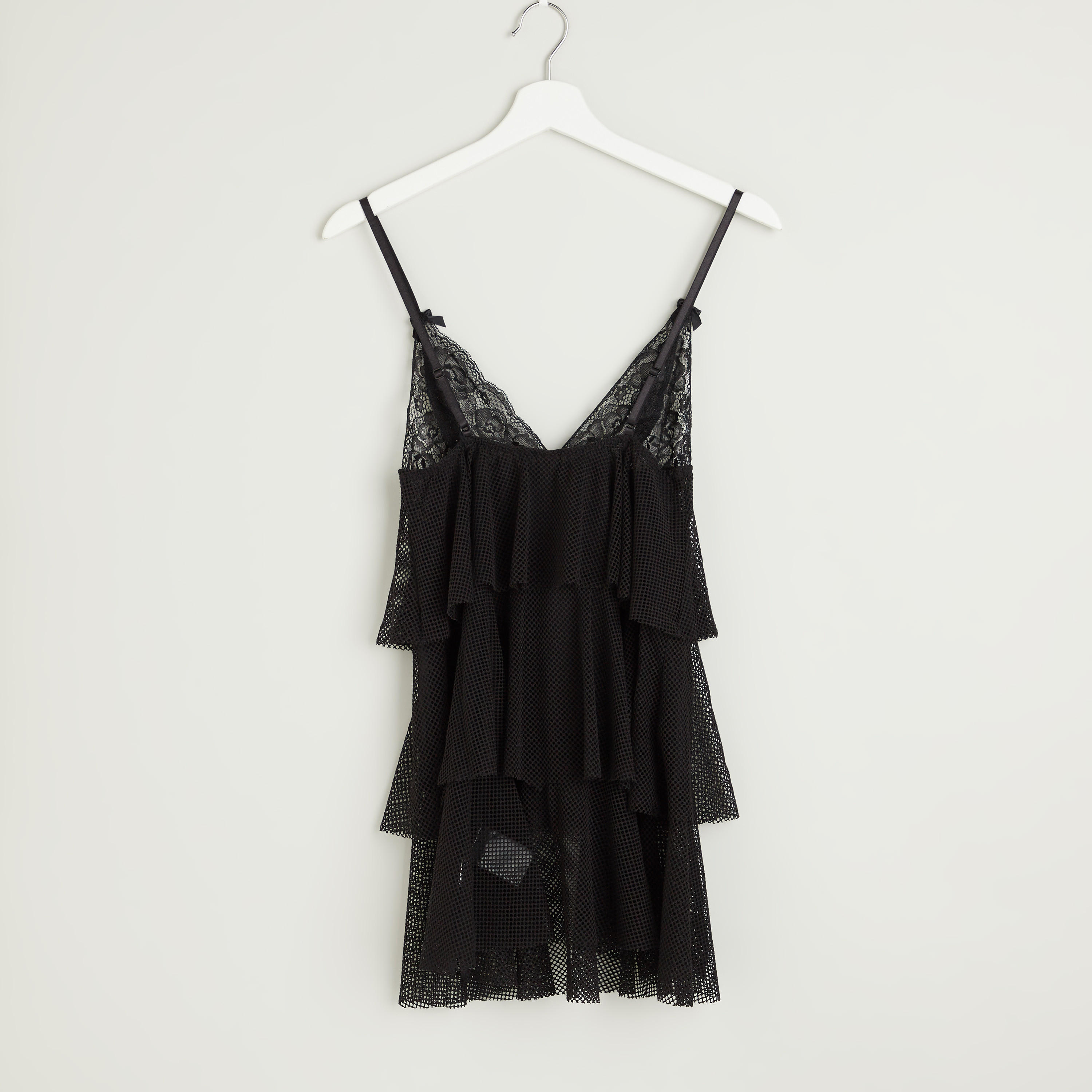 قميص نوم دانتيل بياقة V مع ثونج-women-clothing-nightwear-pyjamas-longsets-image-2