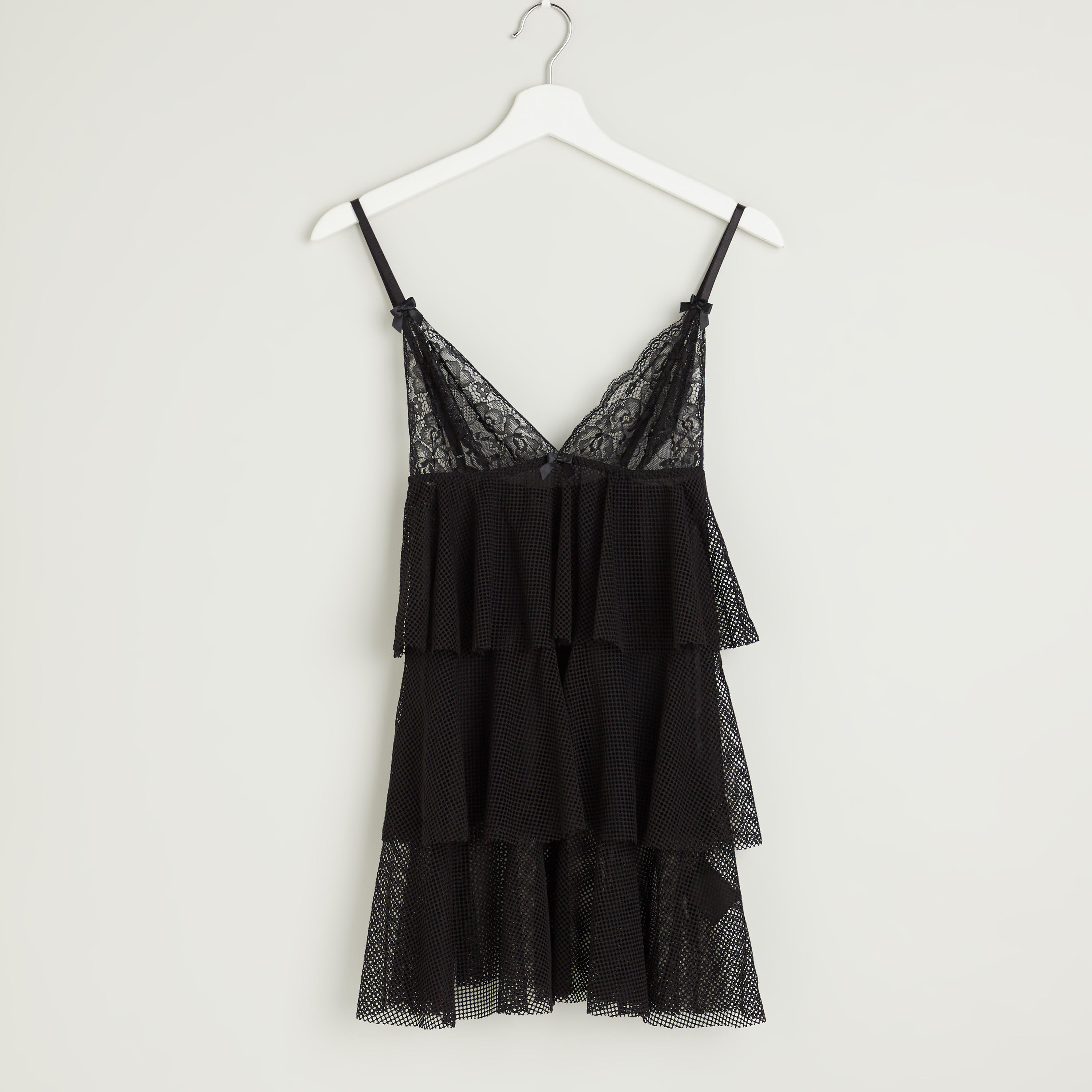قميص نوم دانتيل بياقة V مع ثونج-women-clothing-nightwear-pyjamas-longsets-image-3
