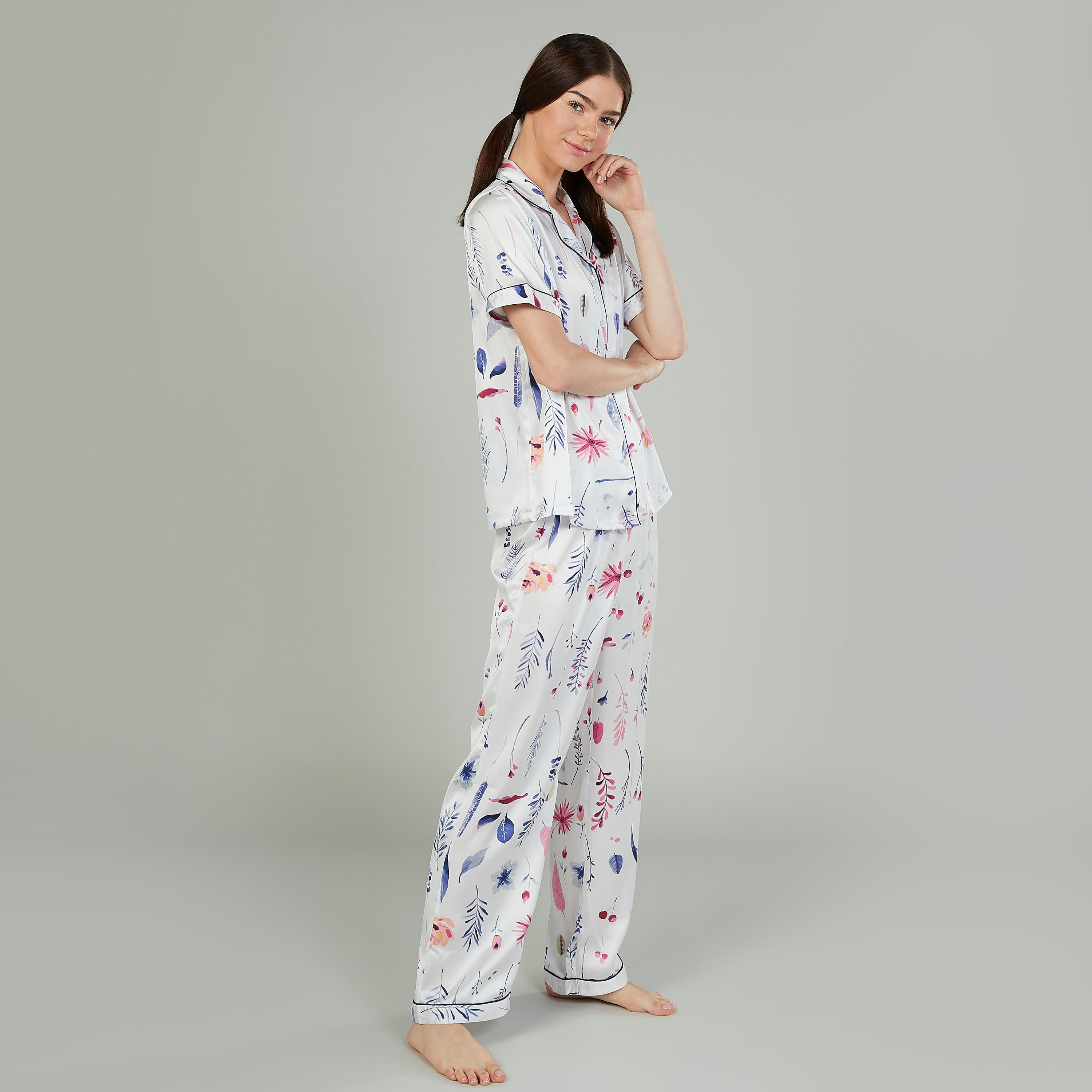 طقم بنطلون بيجاما وقناع للعينين وقميص بأكمام قصيرة وطبعات-women-clothing-nightwear-pyjamas-longsets-image-6
