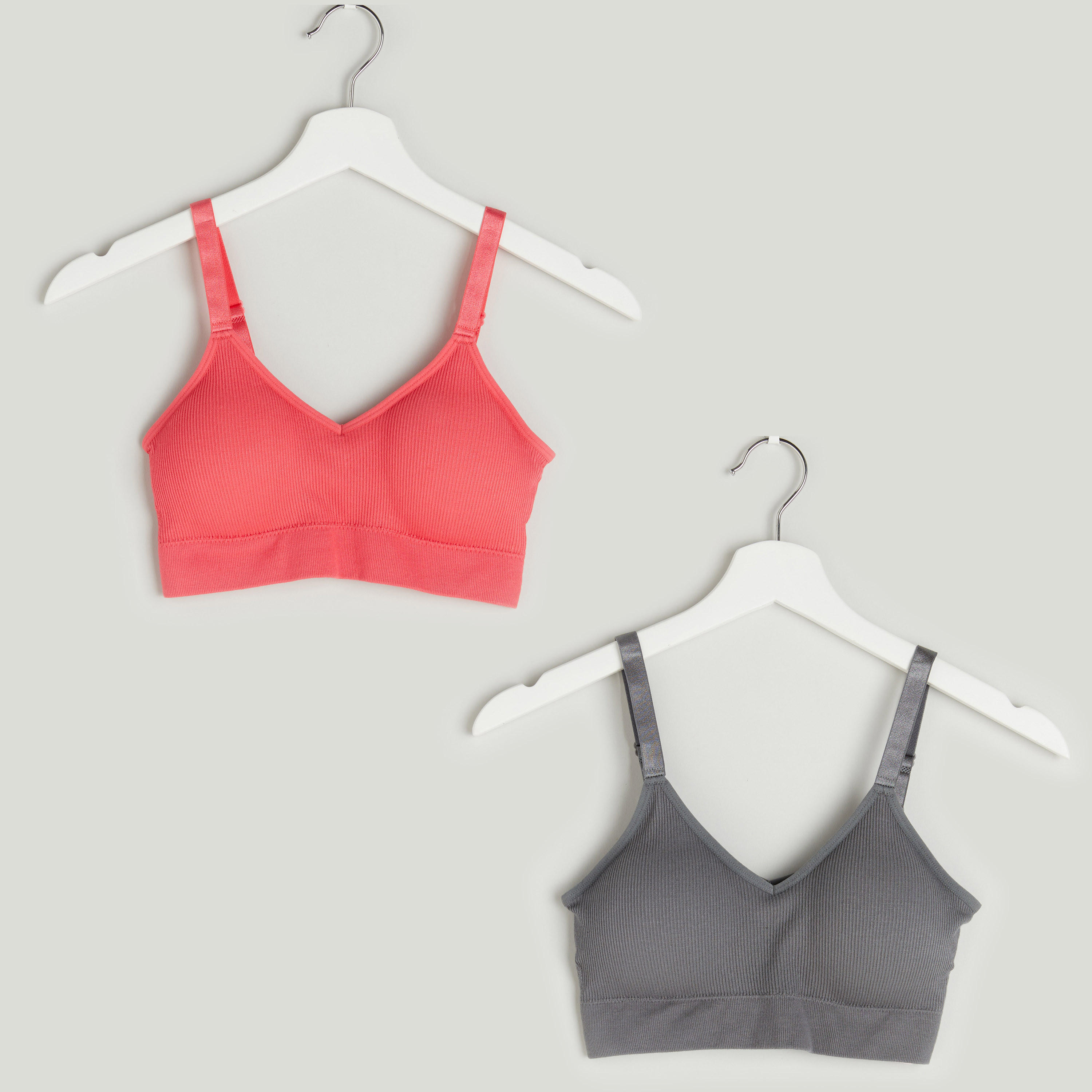 Set of 2 - Plain Padded Bra with Spaghetti Straps-women-clothing-lingerie-bras-image-1
