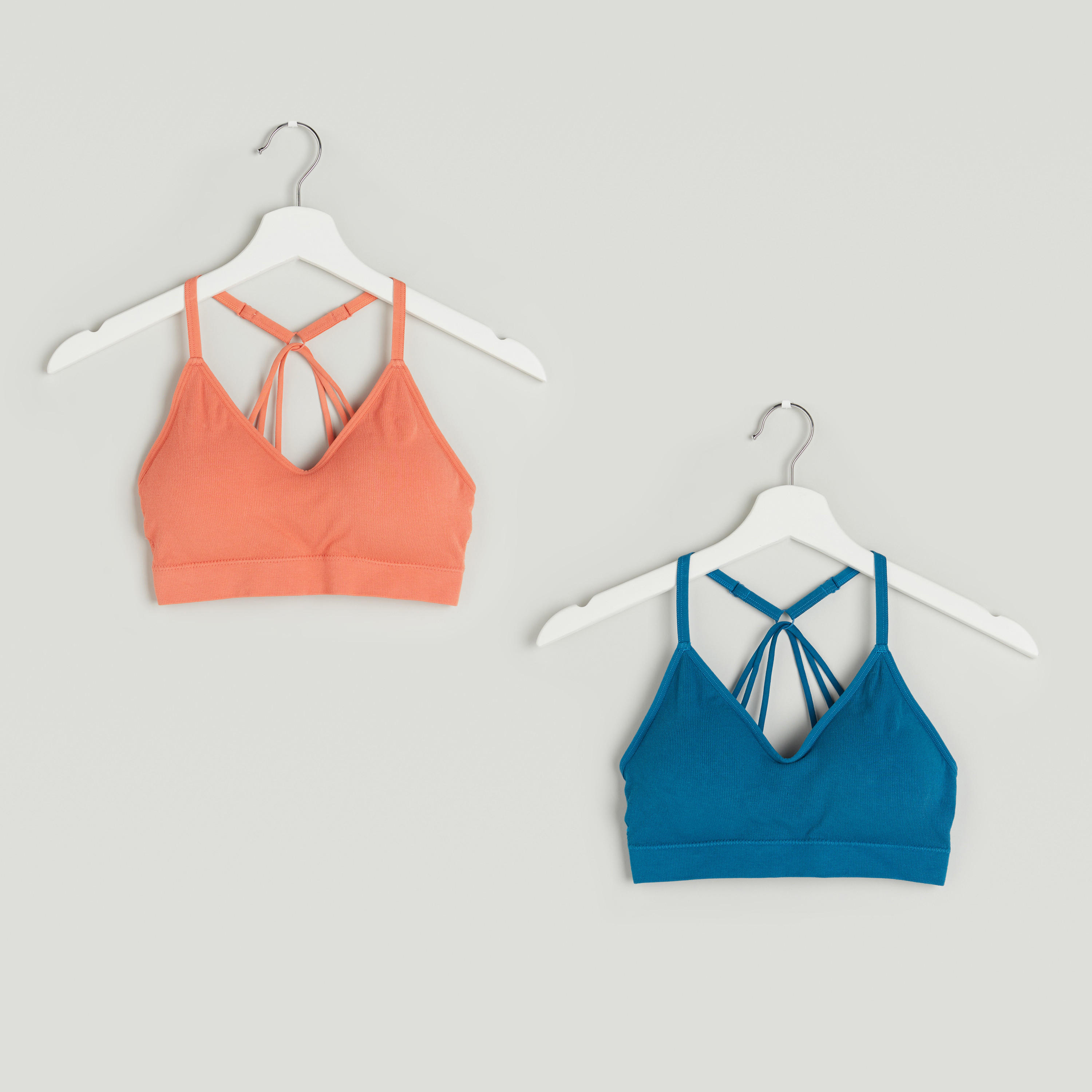 Set of 2 - Plain Padded Sports Bra with Adjustable Straps-women-clothing-lingerie-bras-image-1