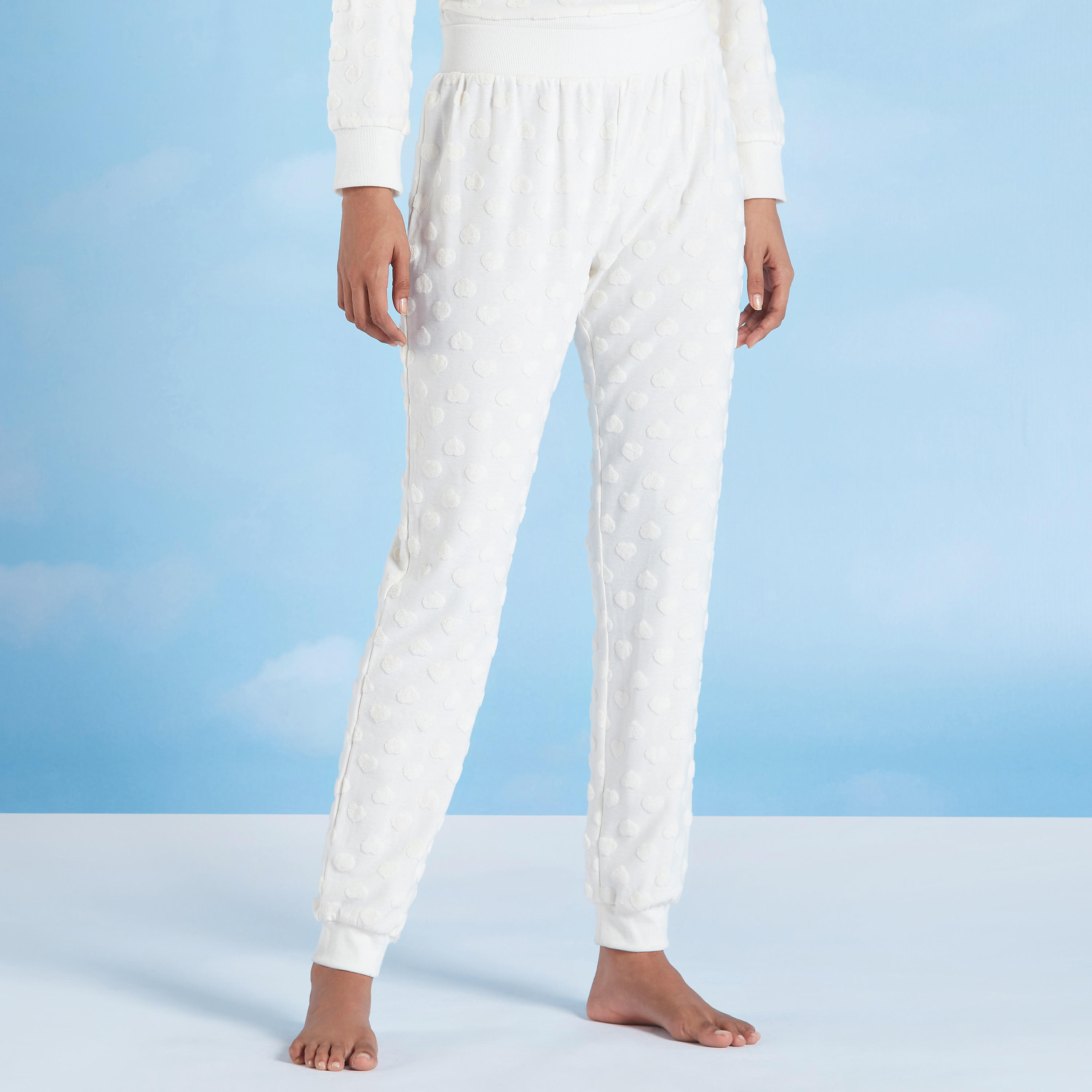 طقم بنطلون رياضي وتيشيرت بارز الملمس بأكمام طويلة-women-clothing-nightwear-pyjamas-longsets-image-4