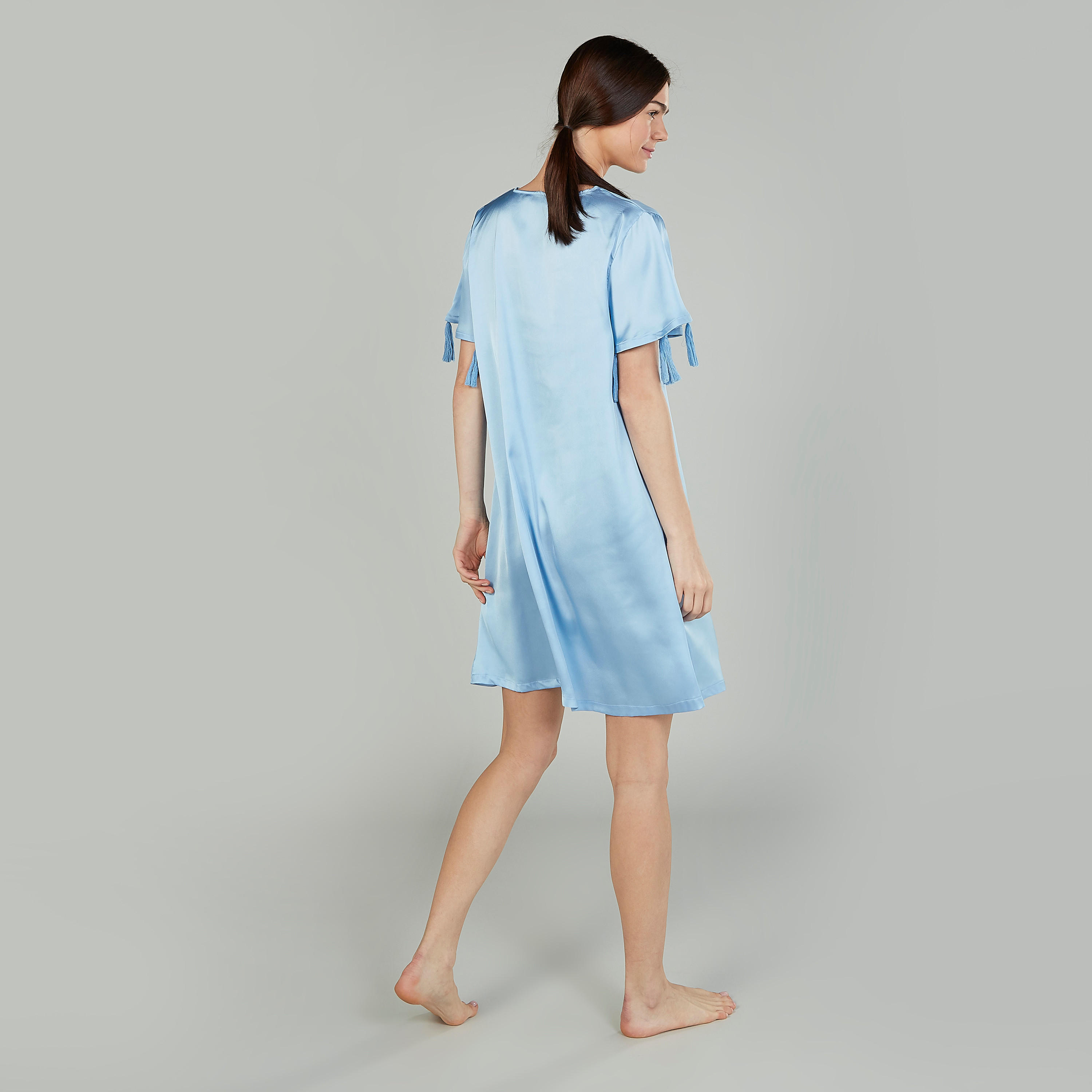 قميص نوم بياقة V وأكمام قصيرة بألوان متعددة - طقم من قطعتين-women-clothing-nightwear-nighties-image-5