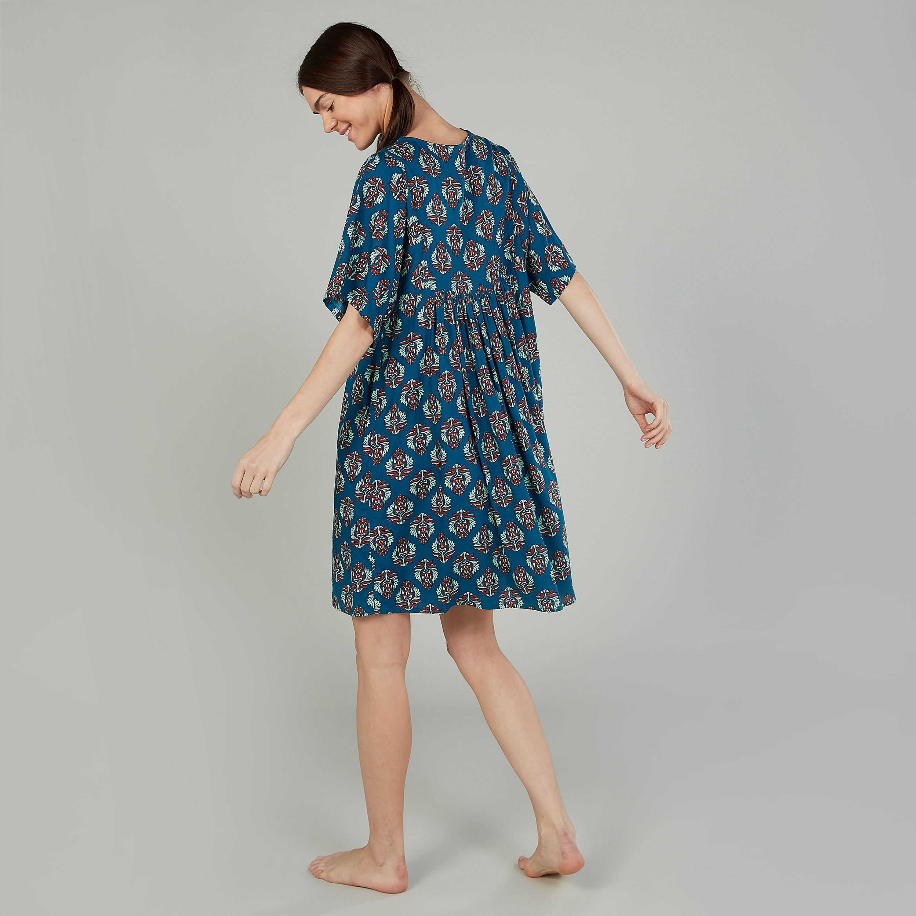 Set of 2 - Assorted Sleep Dress with V-neck and Short Sleeves-women-clothing-nightwear-nighties-image-4