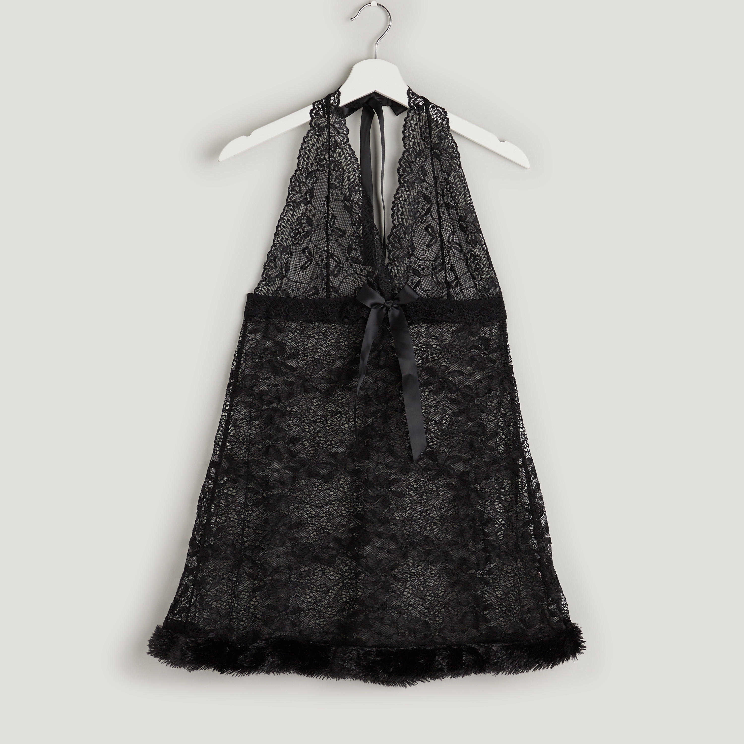 فستان دانتيل بياقة V مع ثونج-women-clothing-lingerie-babydollsandbodysuits-image-2