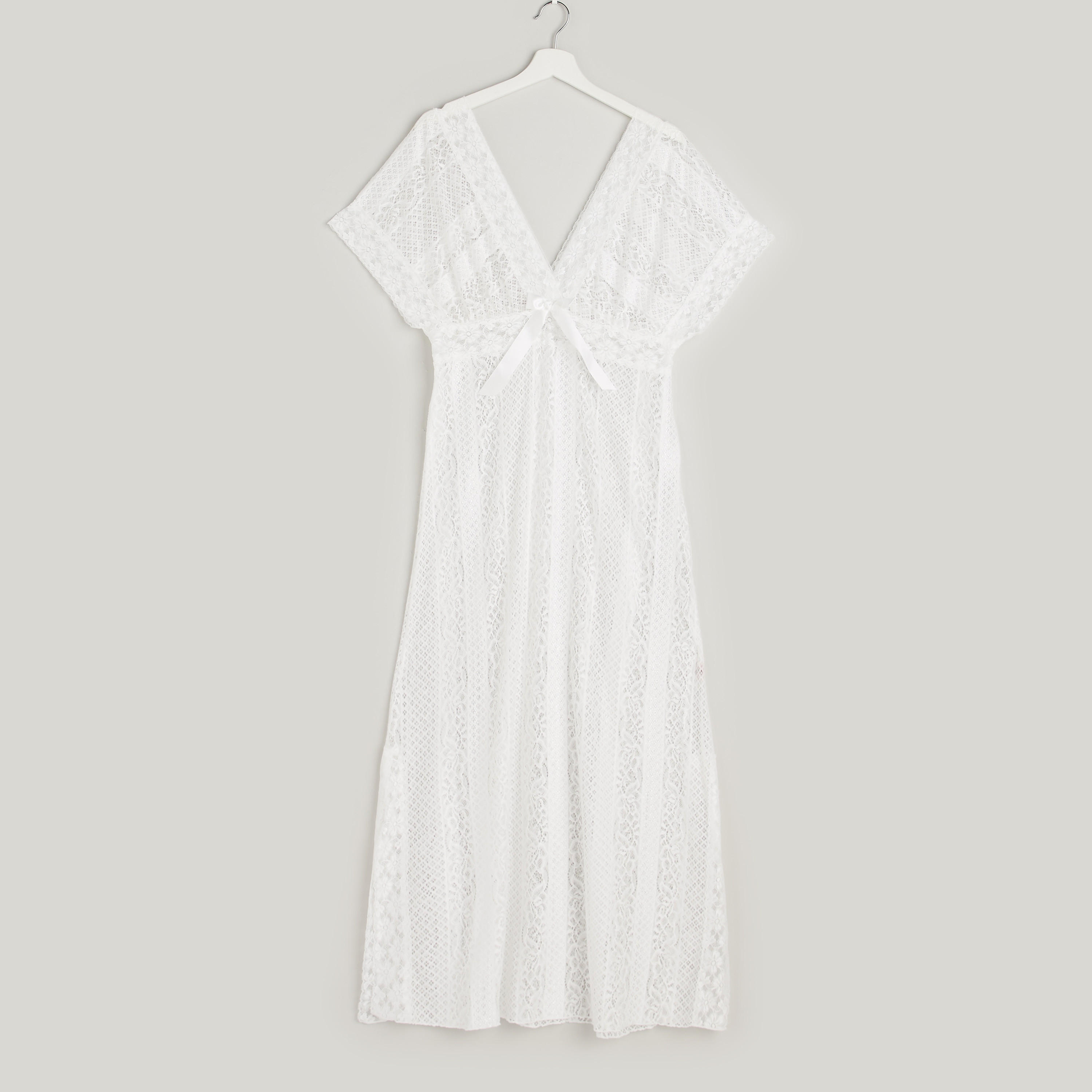 فستان دانتيل بياقة V مع ثونج-women-clothing-nightwear-nighties-image-2