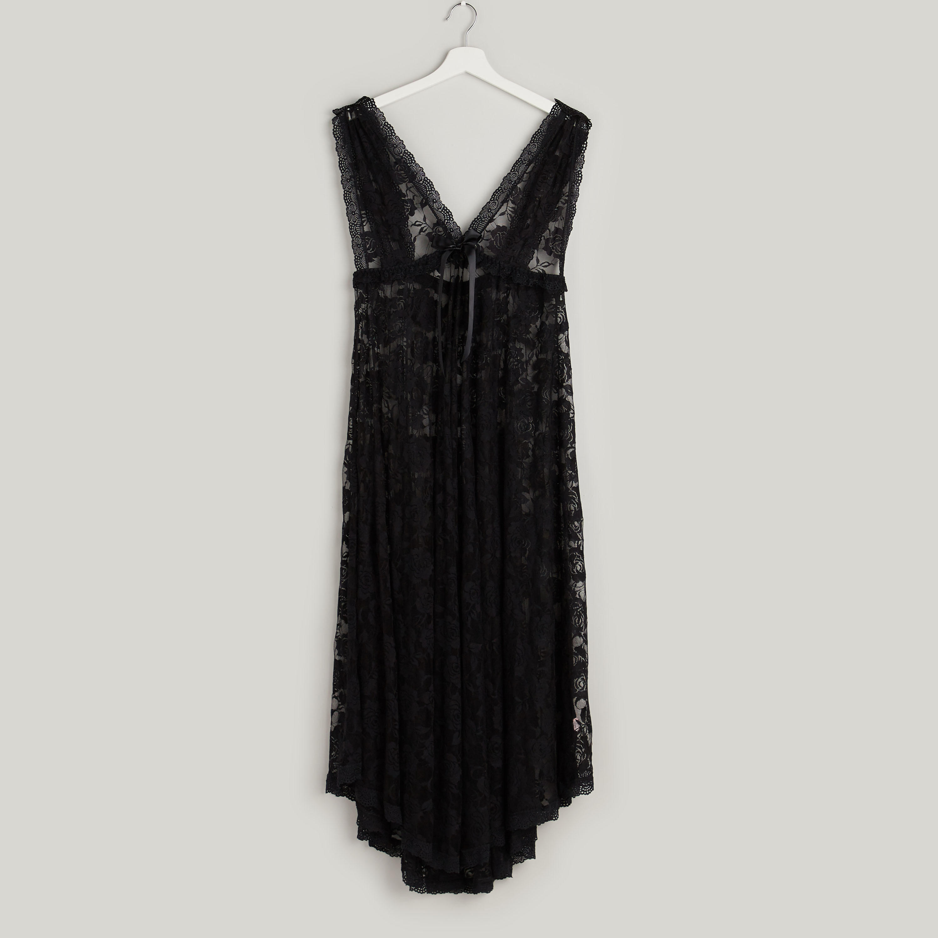 فستان نوم دانتيل دون أكمام بياقة V مع ثونج-women-clothing-nightwear-nighties-image-2