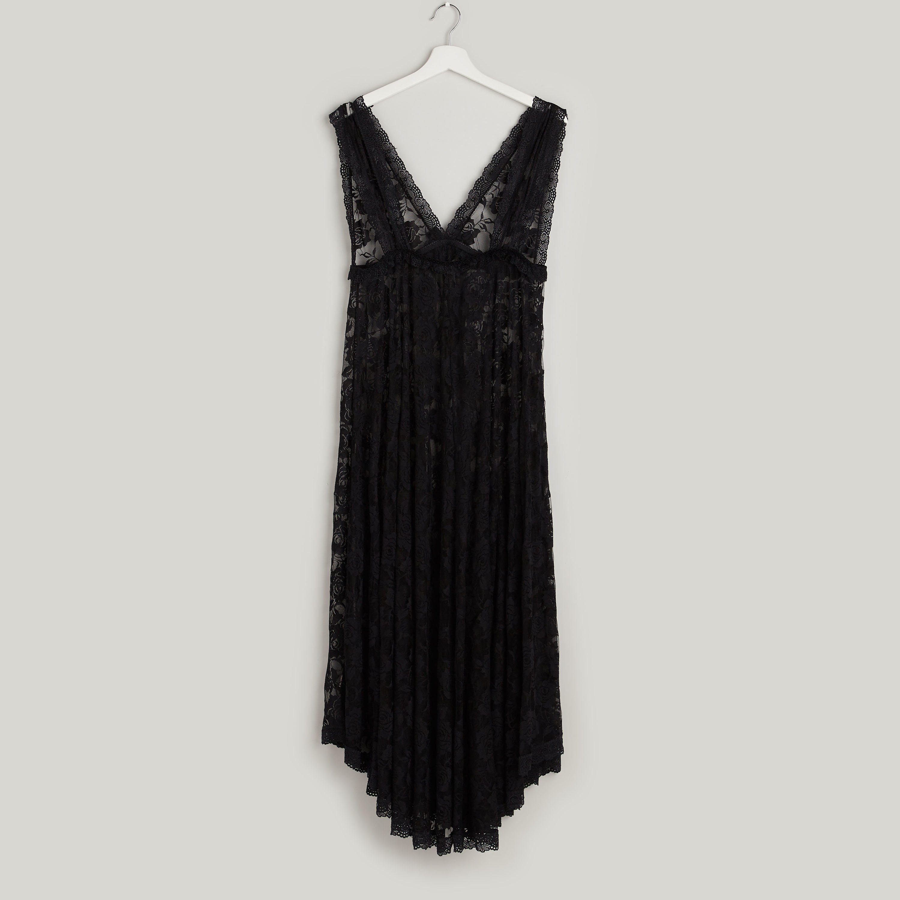فستان نوم دانتيل دون أكمام بياقة V مع ثونج-women-clothing-nightwear-nighties-image-4