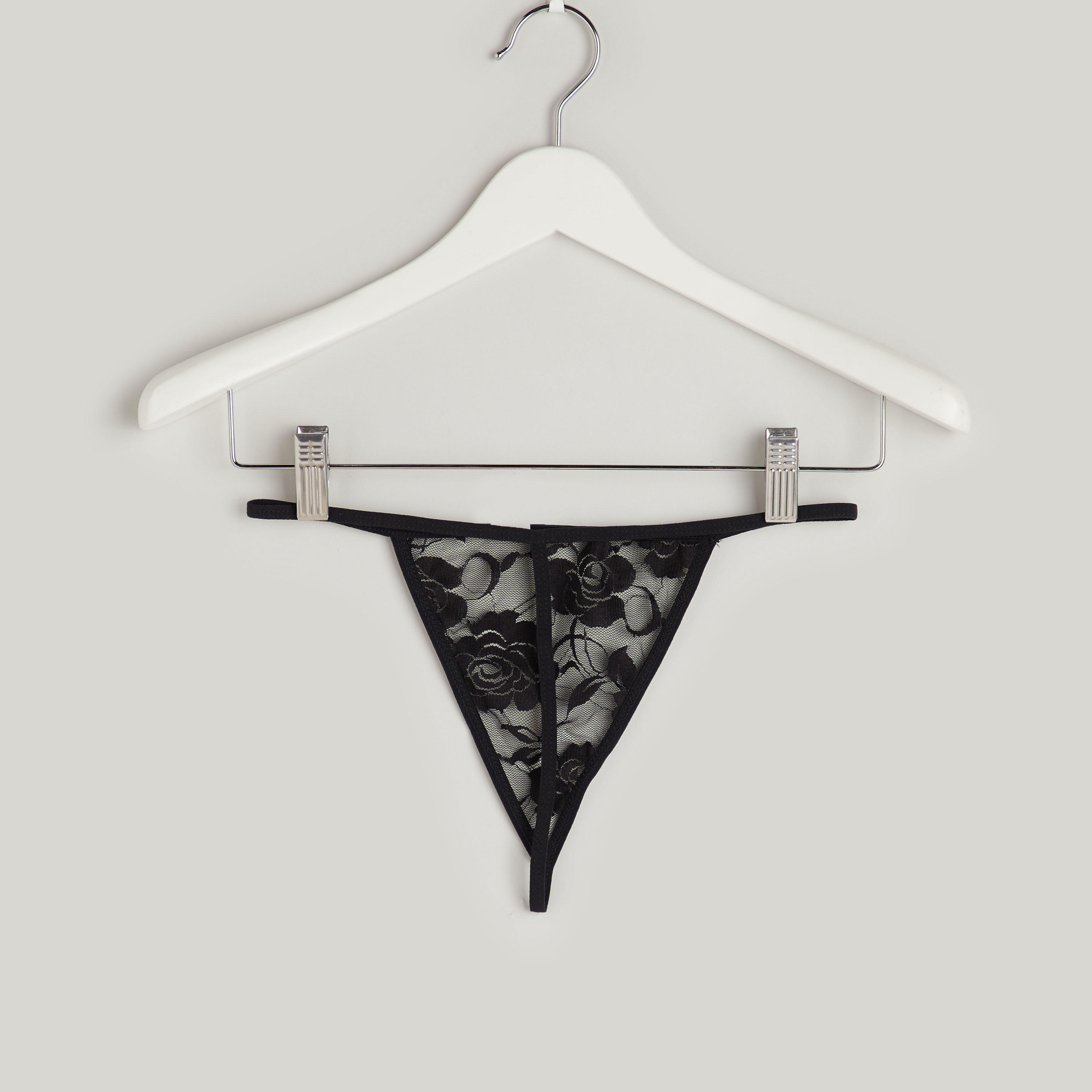 فستان نوم دانتيل دون أكمام بياقة V مع ثونج-women-clothing-nightwear-nighties-image-5