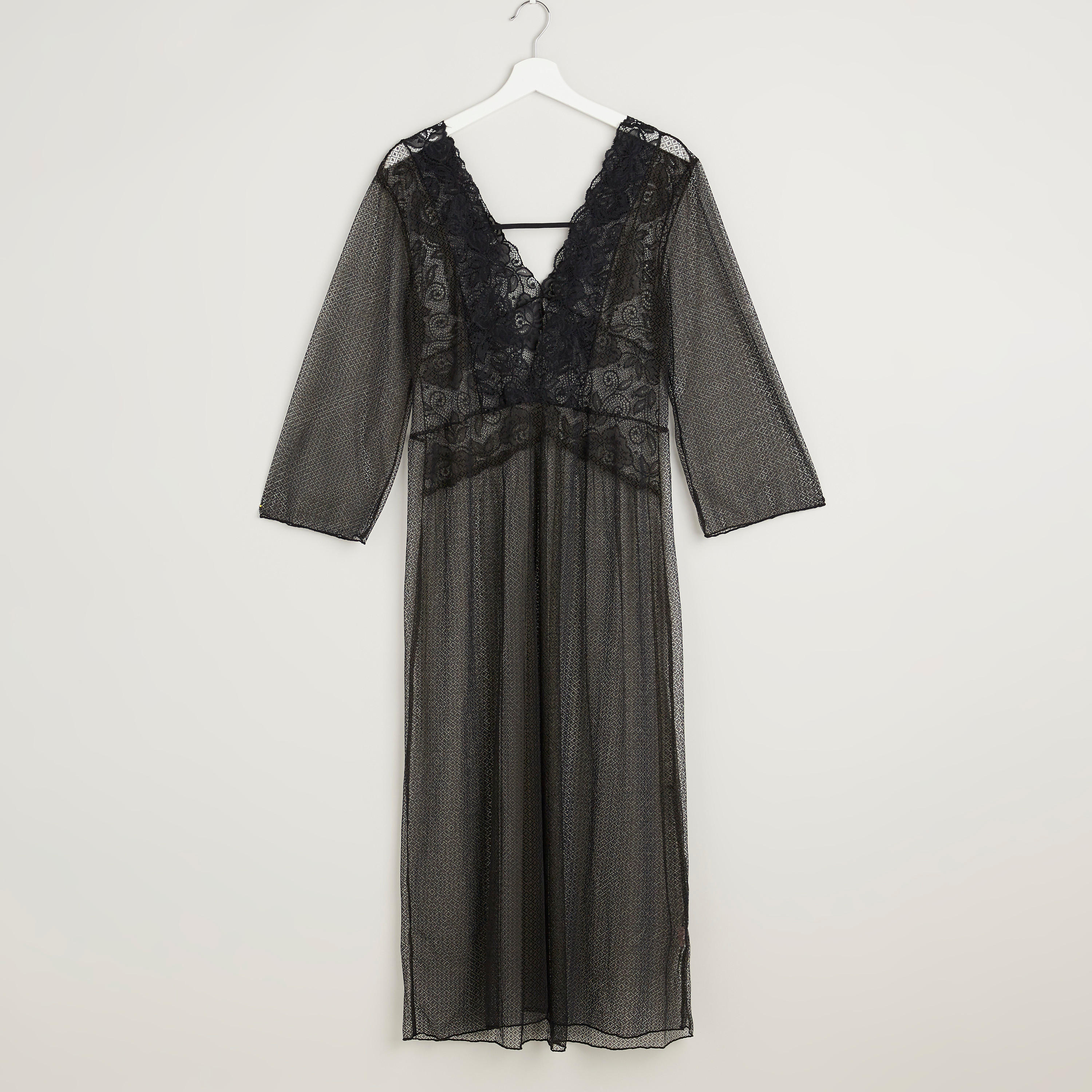 فستان دانتيل بياقة V مع ثونج-women-clothing-nightwear-nighties-image-3