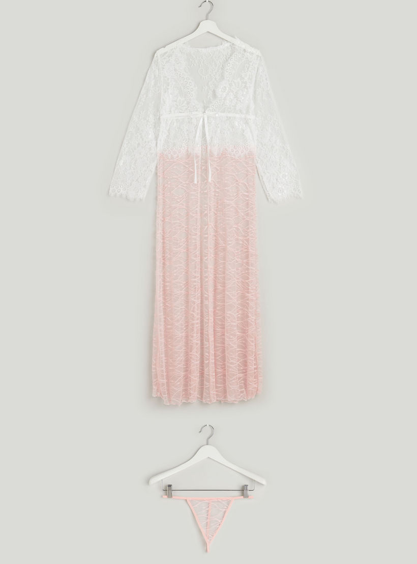 Lace V-neck Dress with Thongs-women-clothing-nightwear-pyjamas-longsets-image-1