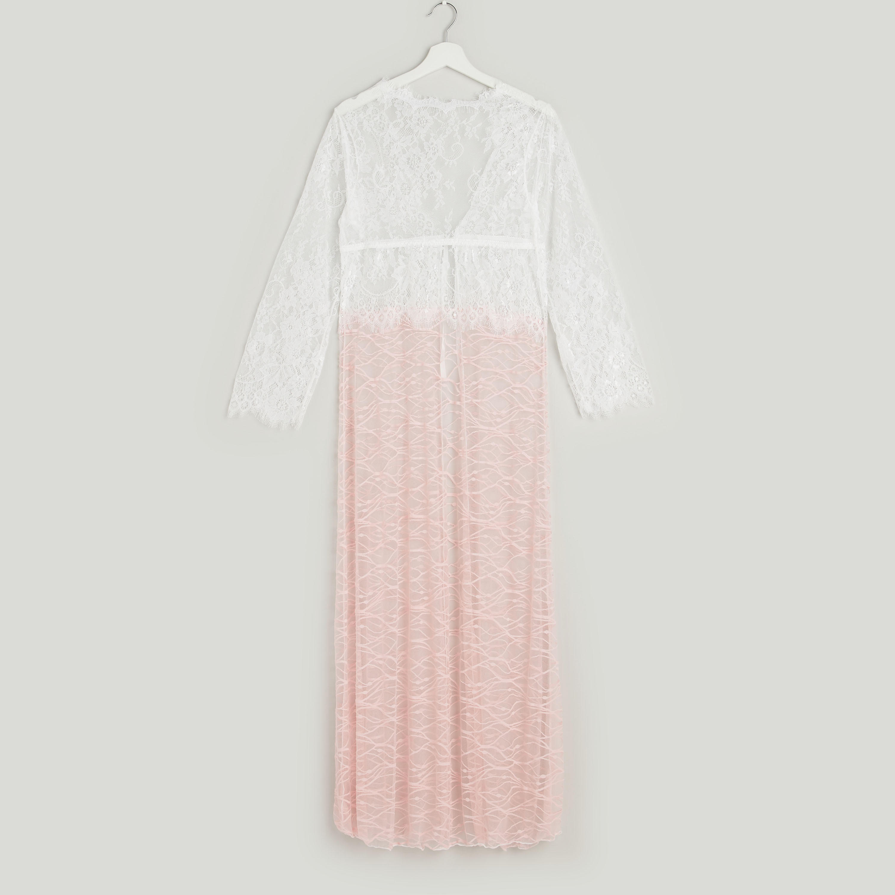 Lace V-neck Dress with Thongs-women-clothing-nightwear-pyjamas-longsets-image-4
