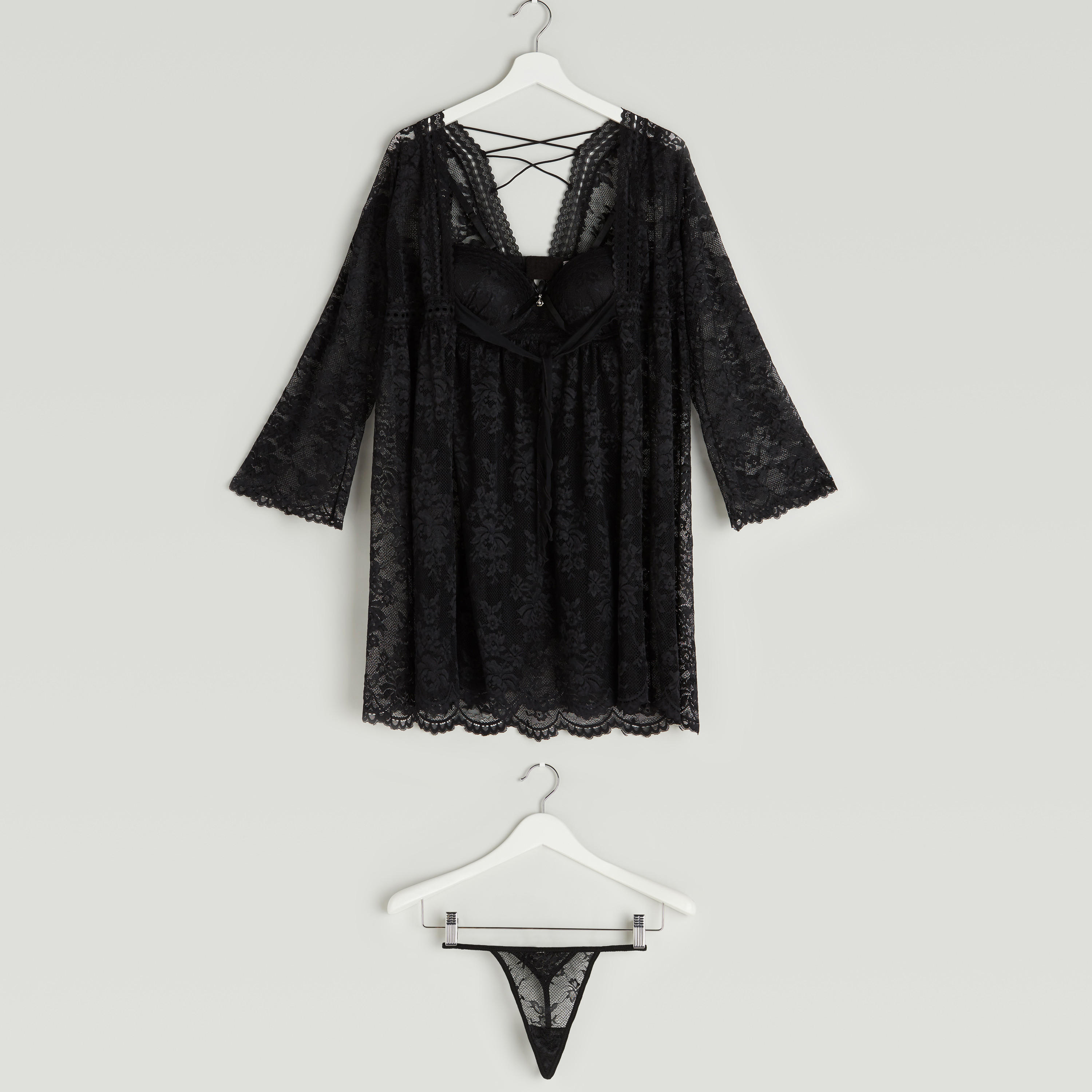 طقم ملابس نوم دانتيل - من 3 قطع-women-clothing-nightwear-pyjamas-longsets-image-1