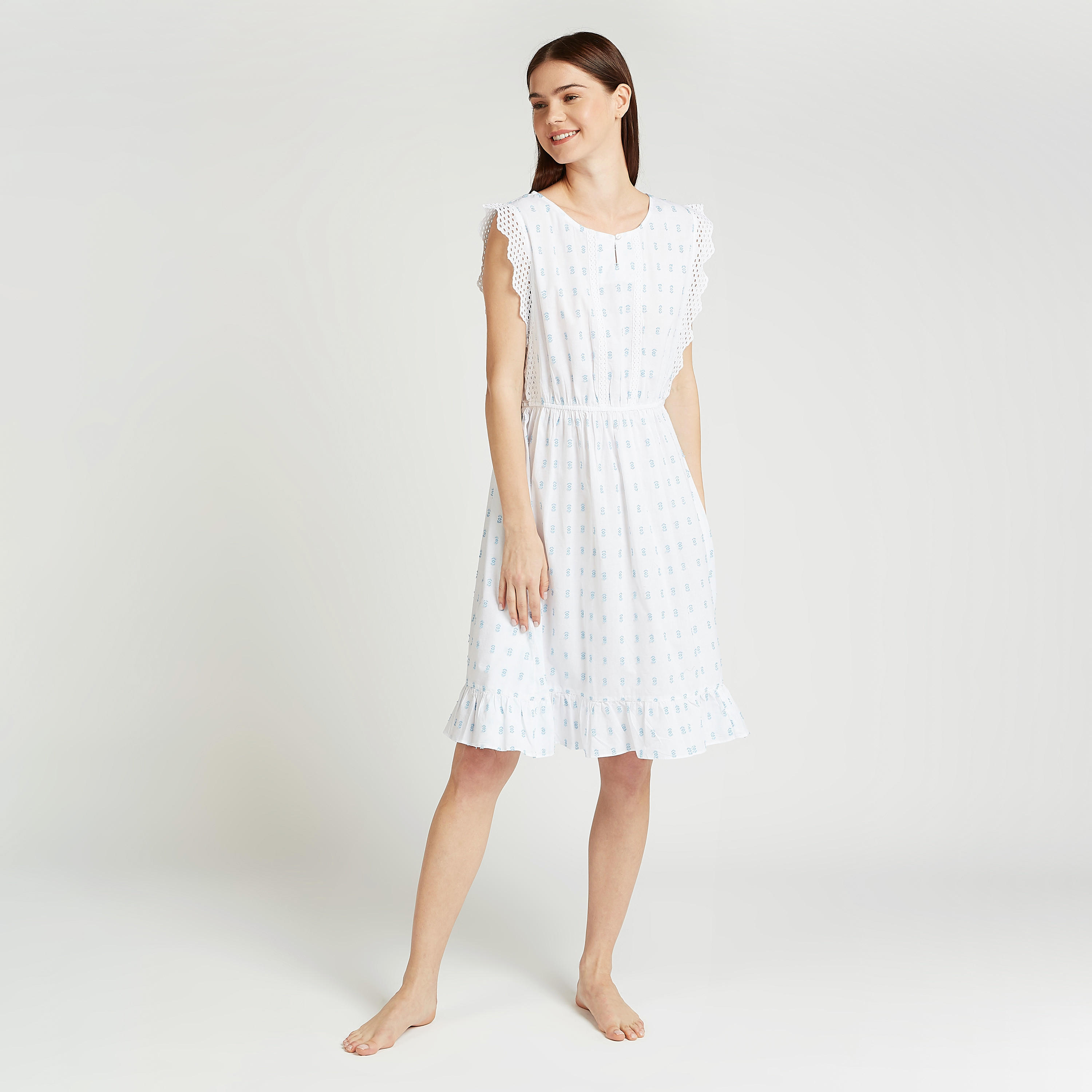 فستان نوم دون أكمام بطبعات وياقة مستديرة-women-clothing-nightwear-nighties-image-2