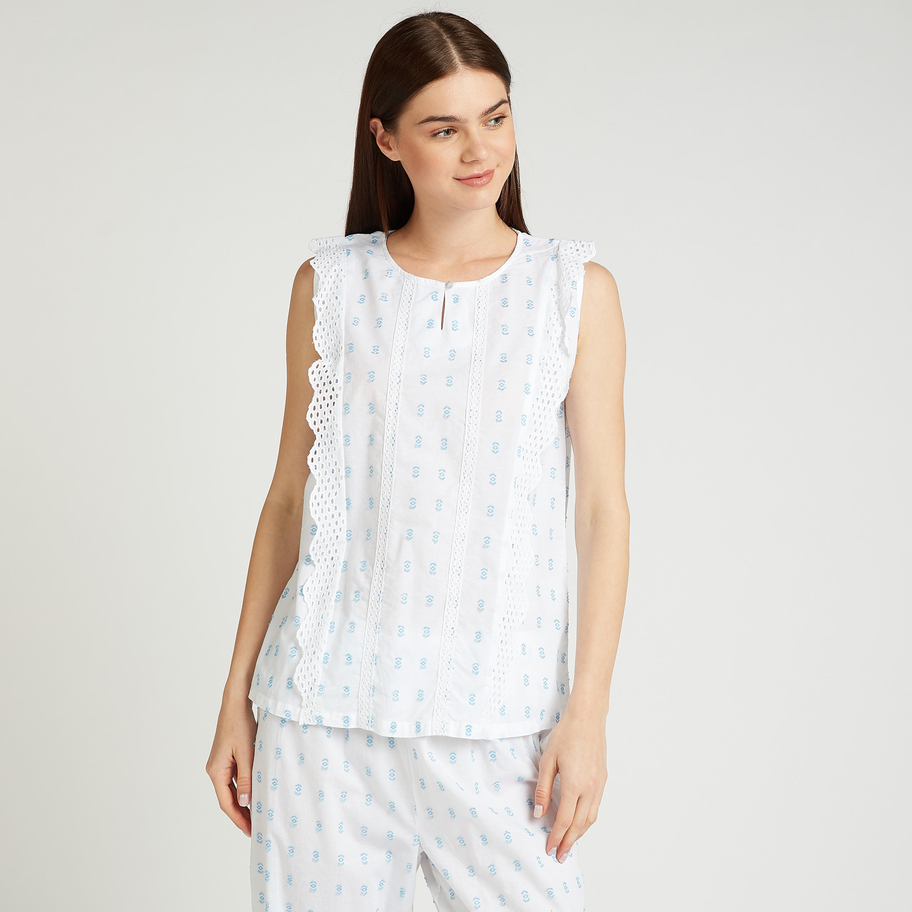 طقم بلوزة دون أكمام وبيجاما بطبعات-women-clothing-nightwear-pyjamas-longsets-image-4