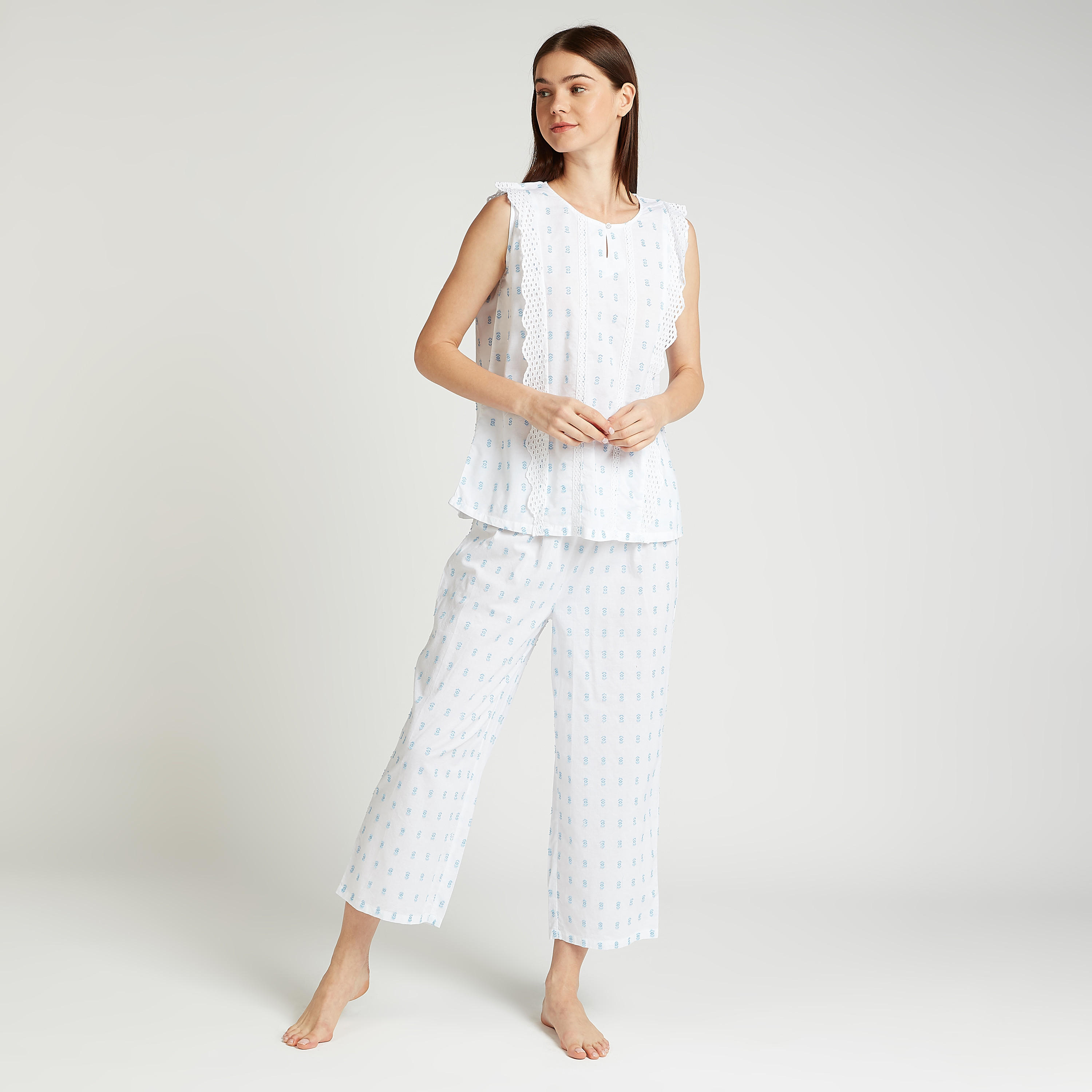 طقم بلوزة دون أكمام وبيجاما بطبعات-women-clothing-nightwear-pyjamas-longsets-image-5