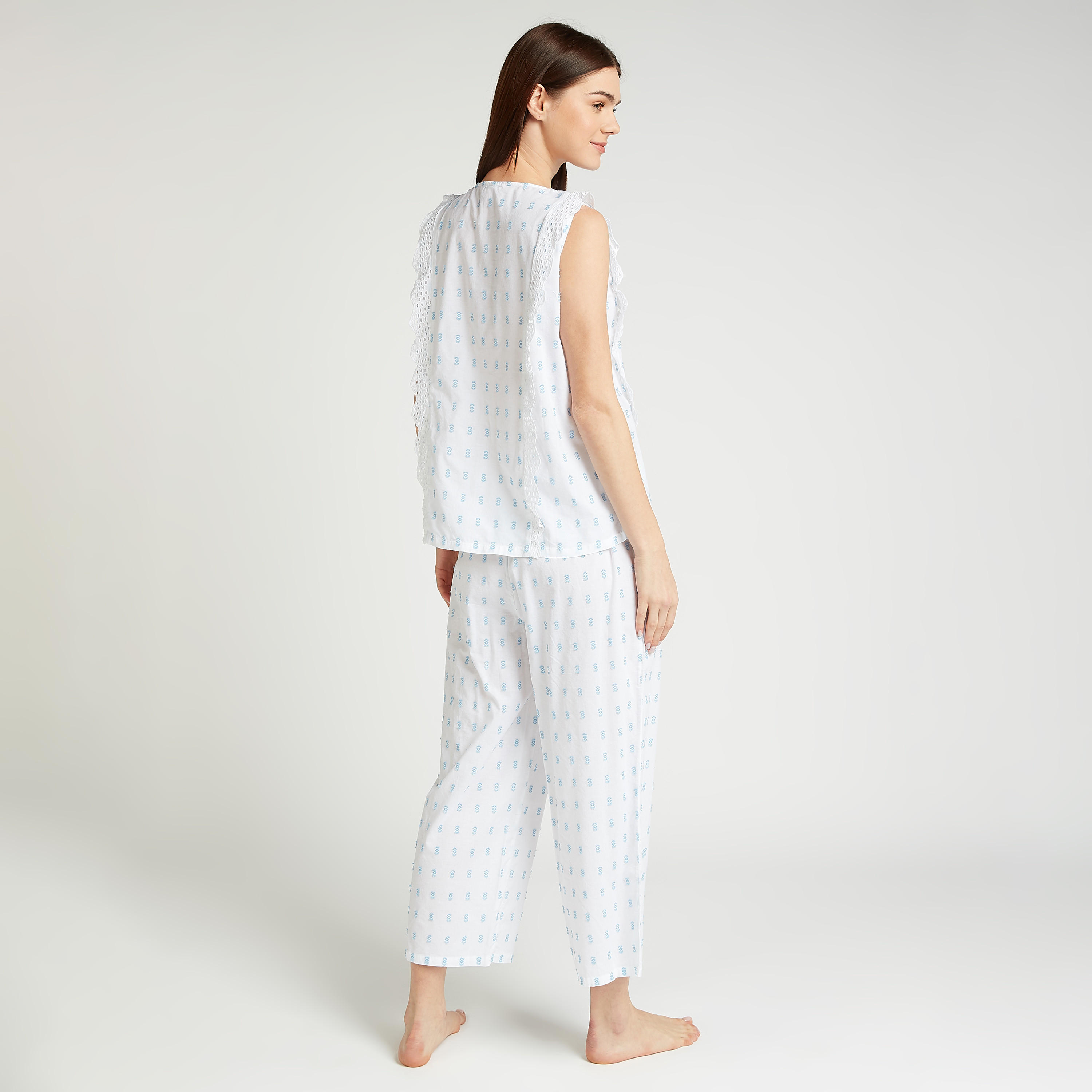 طقم بلوزة دون أكمام وبيجاما بطبعات-women-clothing-nightwear-pyjamas-longsets-image-2