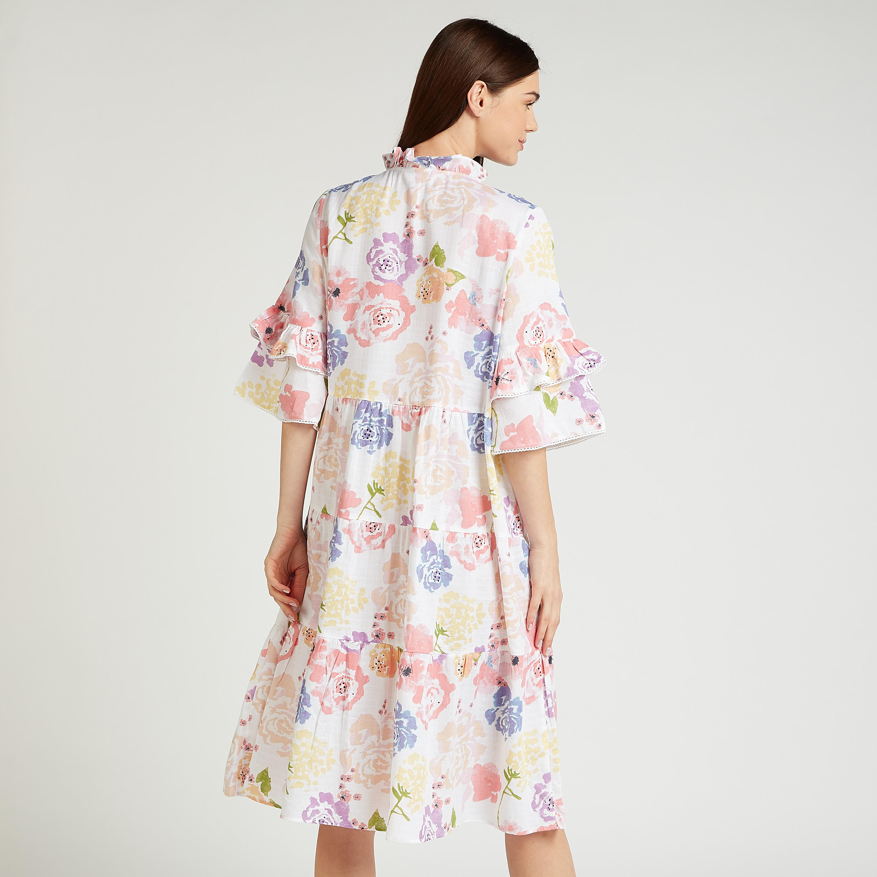 فستان نوم بياقة ماندارين وأكمام 3/4 وطبعات-women-clothing-nightwear-nighties-image-4