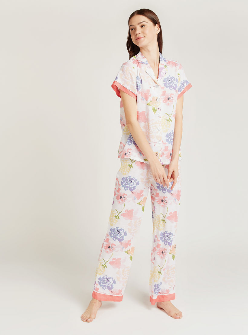 طقم بنطلون بيجاما وقميص بأكمام قصيرة وطبعات-women-clothing-nightwear-pyjamas-longsets-image-4