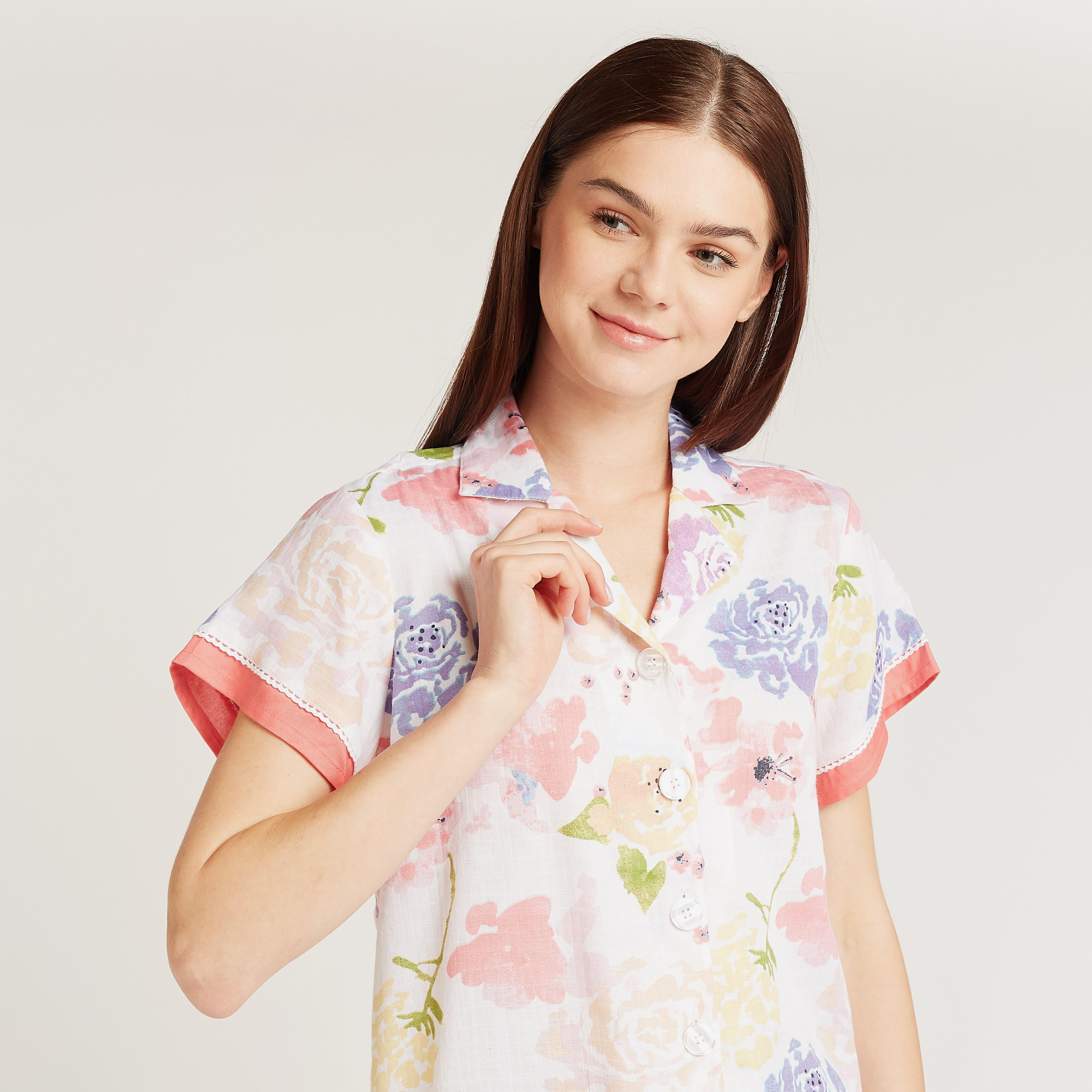 طقم بنطلون بيجاما وقميص بأكمام قصيرة وطبعات-women-clothing-nightwear-pyjamas-longsets-image-3