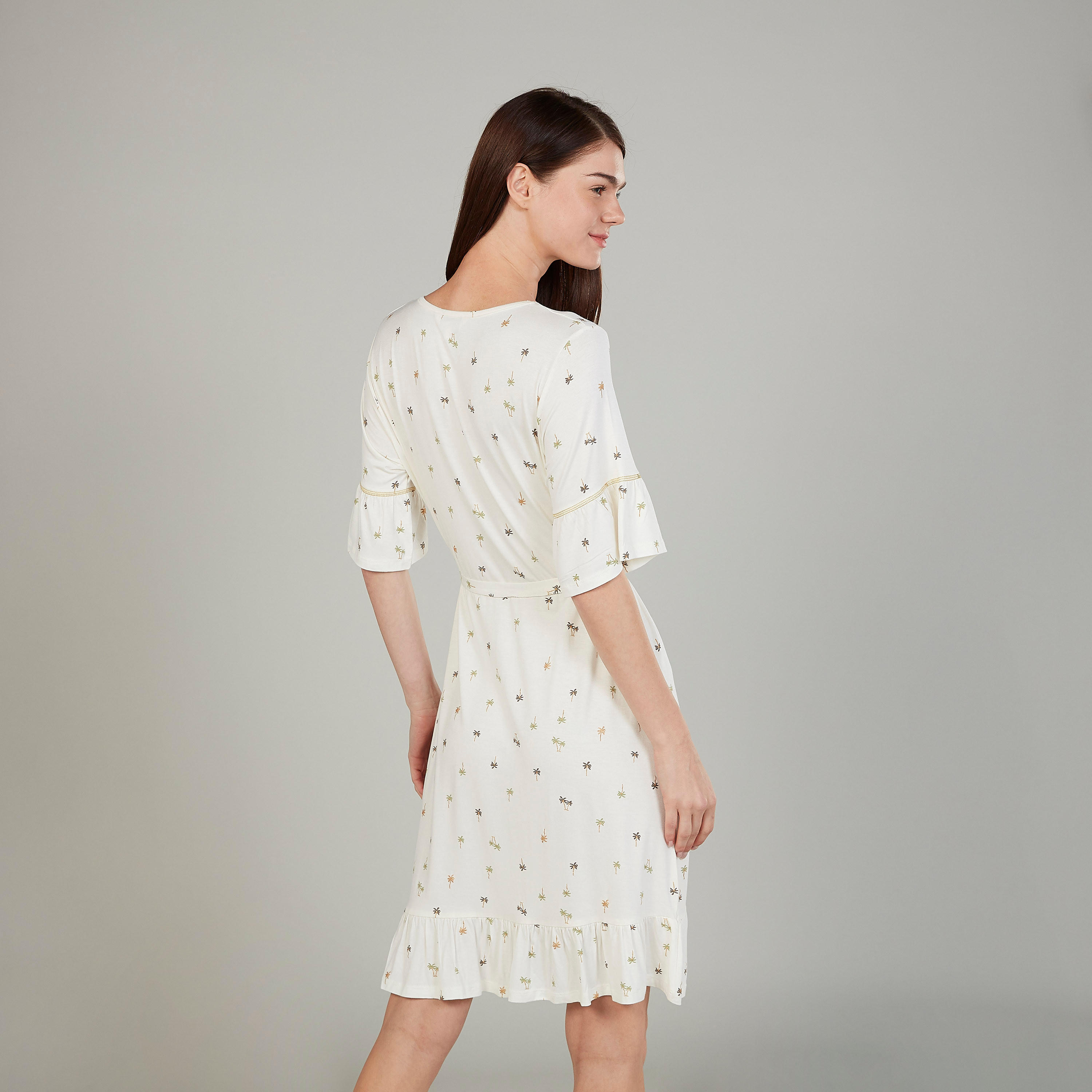 Printed Sleepdress with Round Neck and Tie Ups-women-clothing-nightwear-nighties-image-4