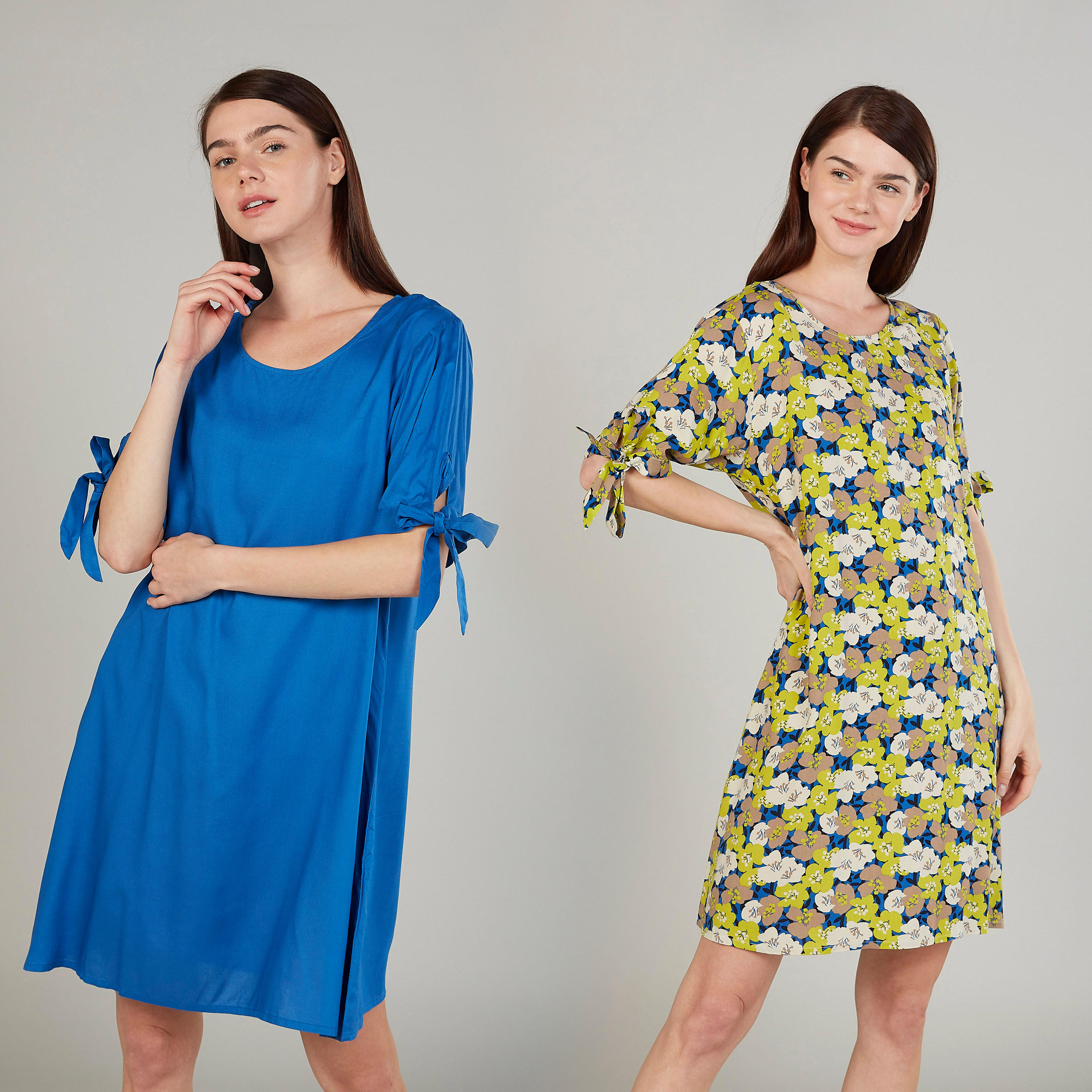 قميص نوم بياقة عميقة وأكمام قصيرة متنوعة - طقم من قطعتين-women-clothing-nightwear-nighties-image-1