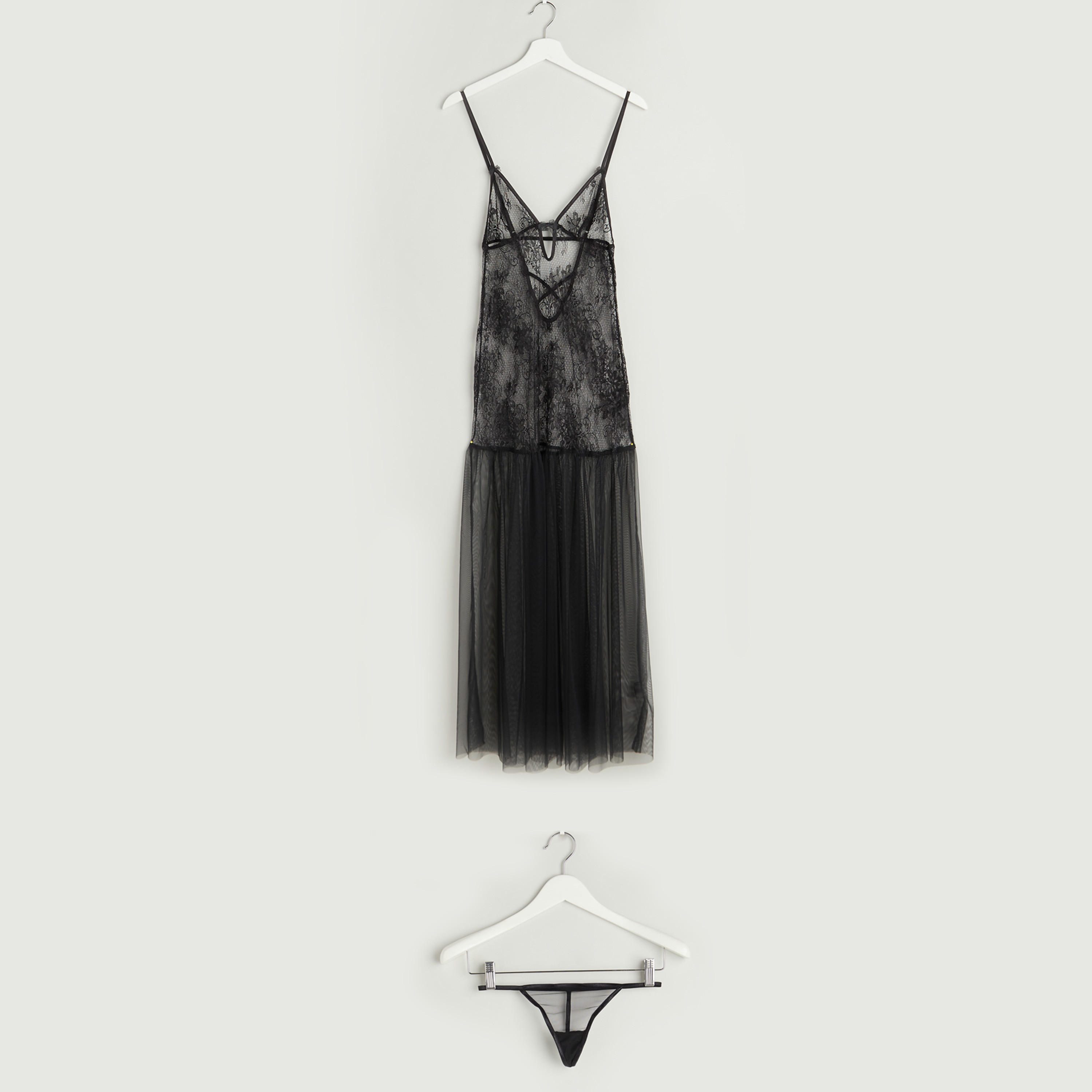 فستان نوم دانتيل دون أكمام مع ثونج-women-clothing-nightwear-nighties-image-1