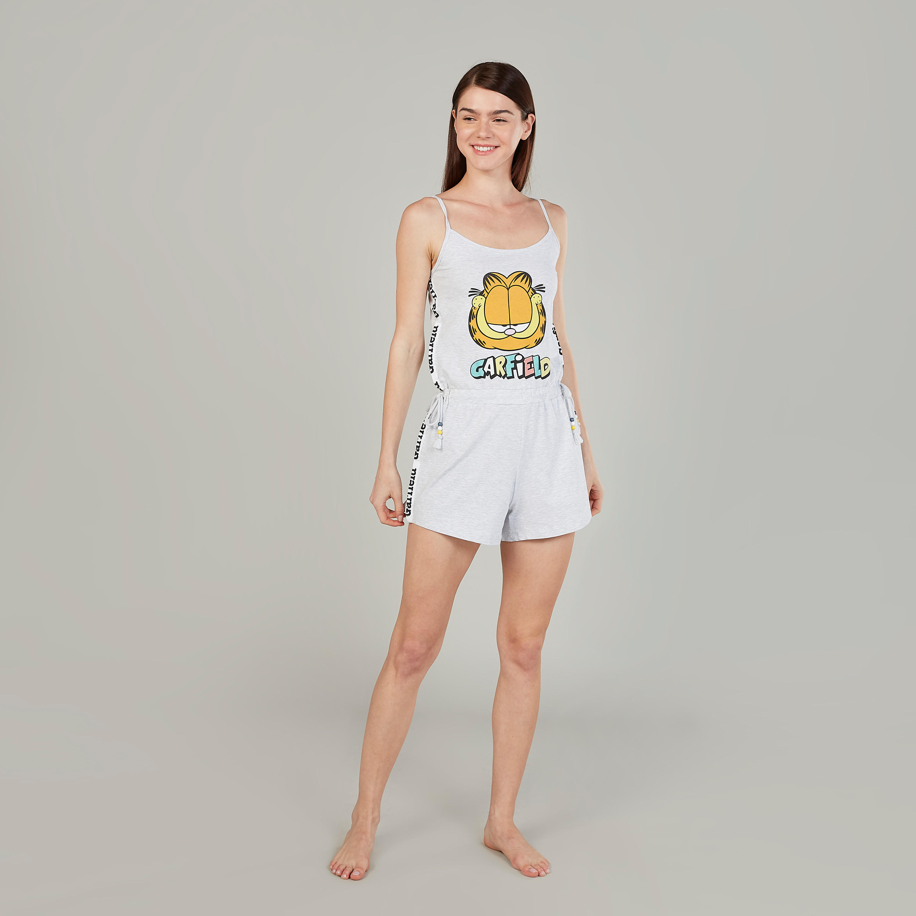 جامبسوت بياقة عميقة وحمّالات رفيعة وطبعات جارفيلد-women-clothing-nightwear-nighties-image-2