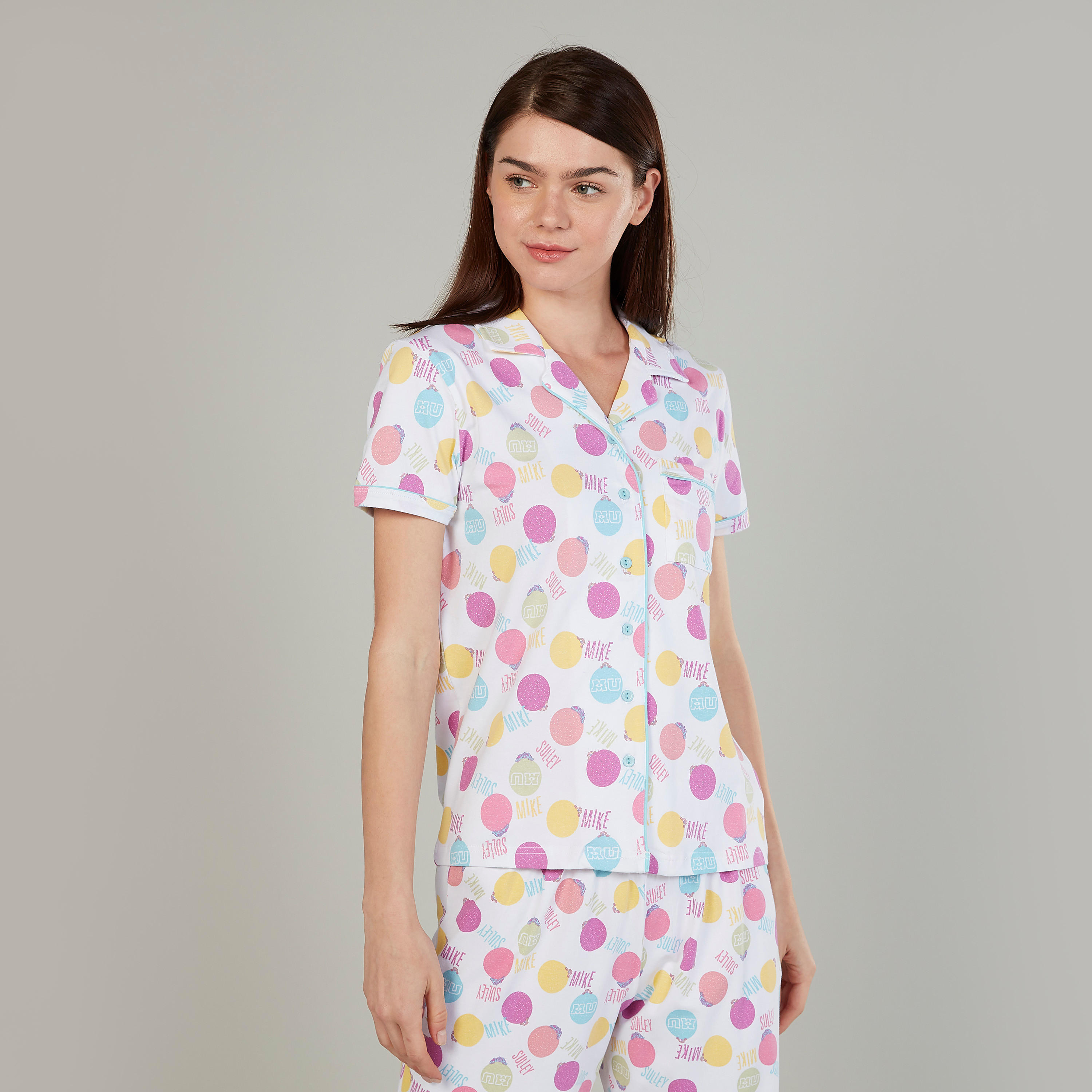 طقم بنطال بيجاما وقميص بأكمام قصيرة وطبعات-women-clothing-nightwear-pyjamas-longsets-image-2