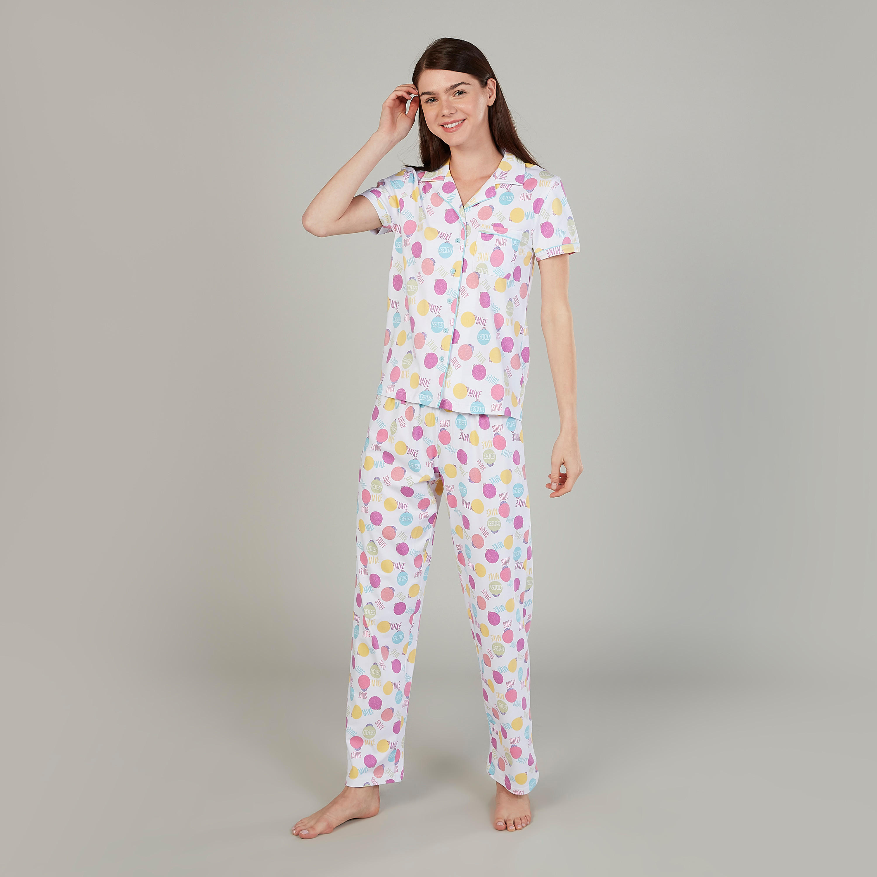 طقم بنطال بيجاما وقميص بأكمام قصيرة وطبعات-women-clothing-nightwear-pyjamas-longsets-image-1