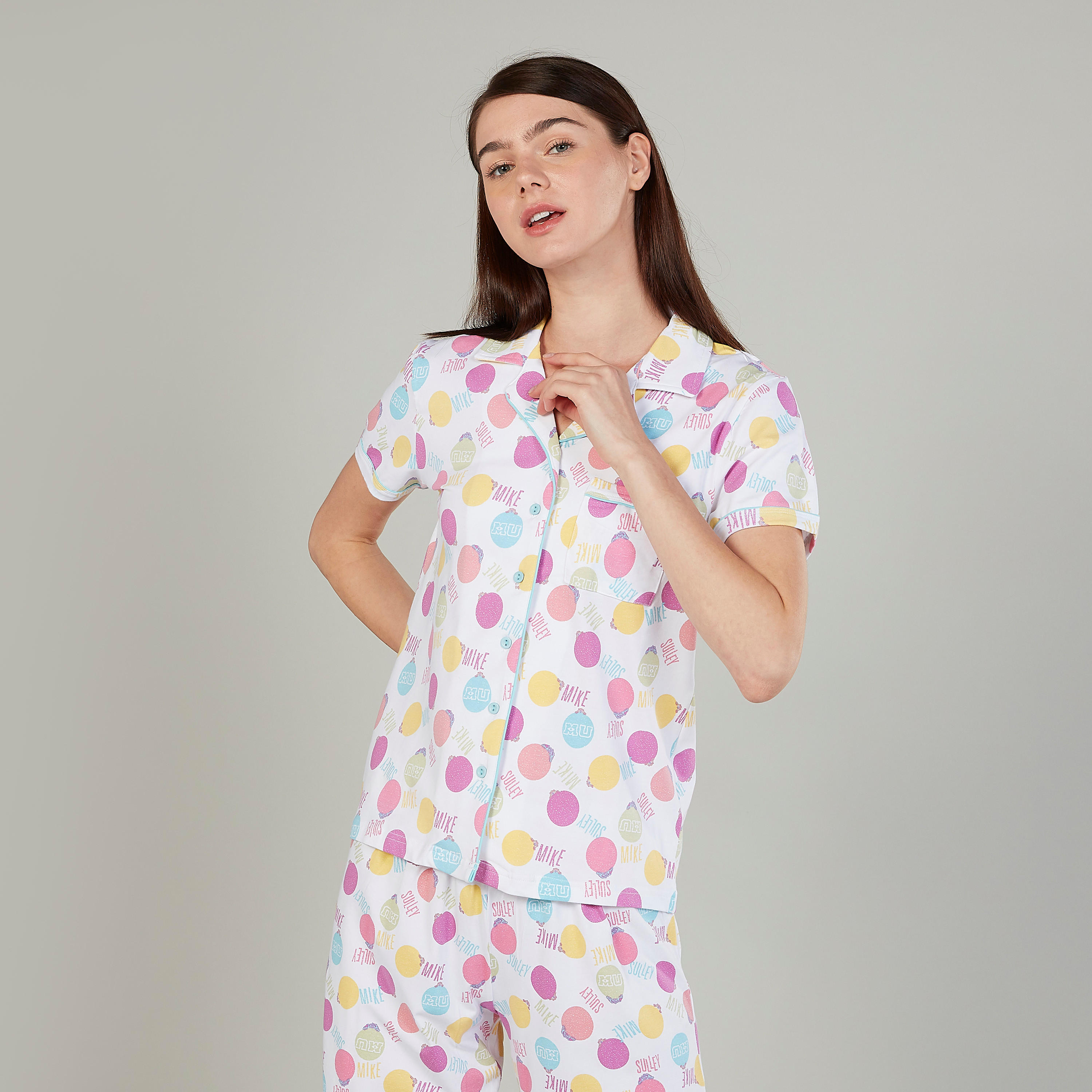 طقم بنطال بيجاما وقميص بأكمام قصيرة وطبعات-women-clothing-nightwear-pyjamas-longsets-image-3