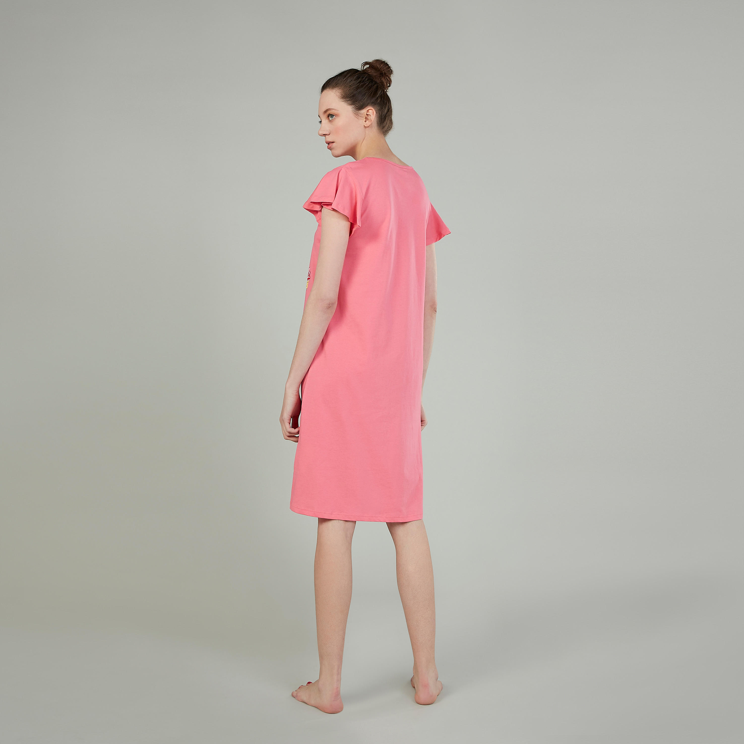 قميص نوم بياقة V وأكمام عريضة وطبعات - طقم من قطعتين-women-clothing-nightwear-nighties-image-5