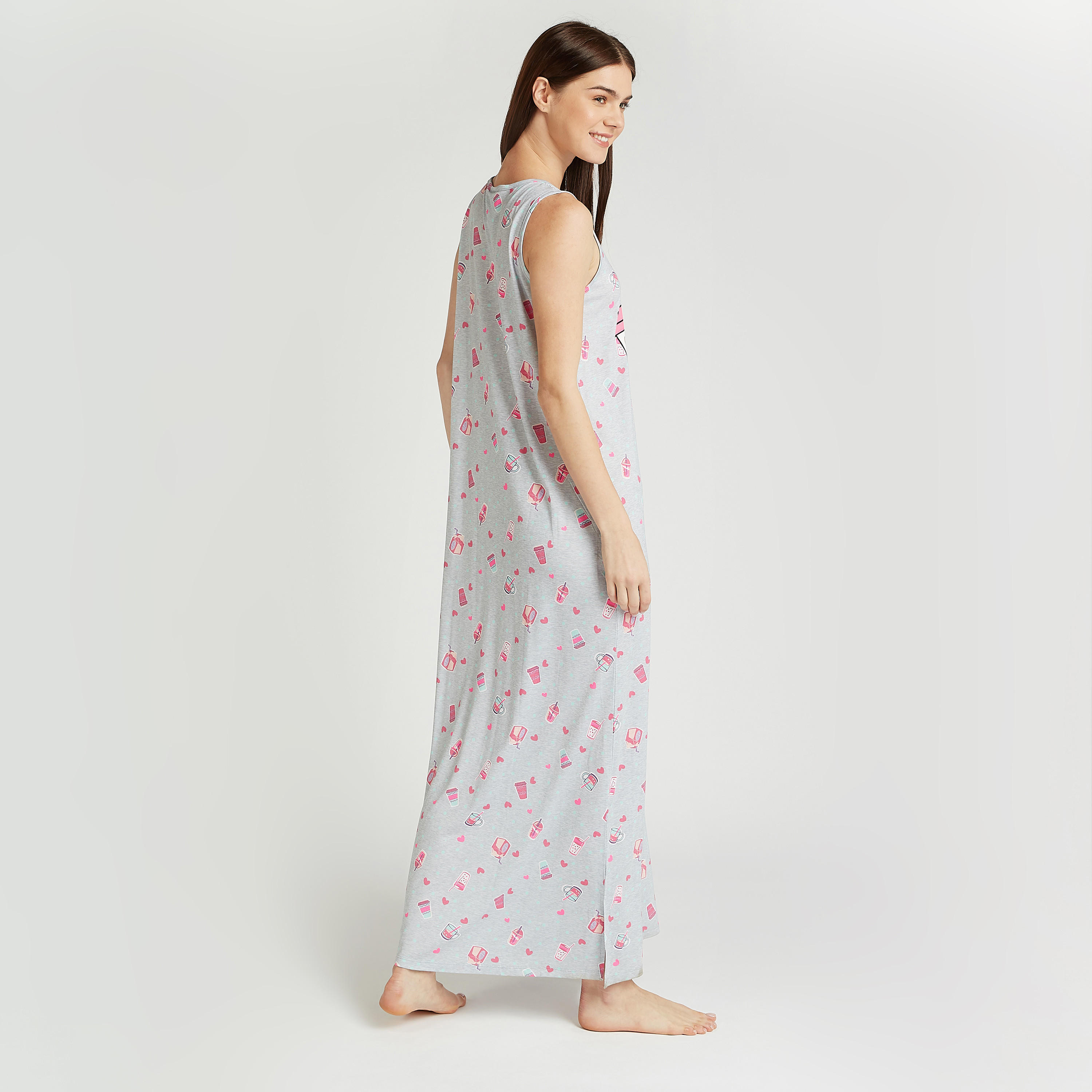 فستان نوم طويل دون أكمام بياقة مستديرة وطبعات-women-clothing-nightwear-nighties-image-3