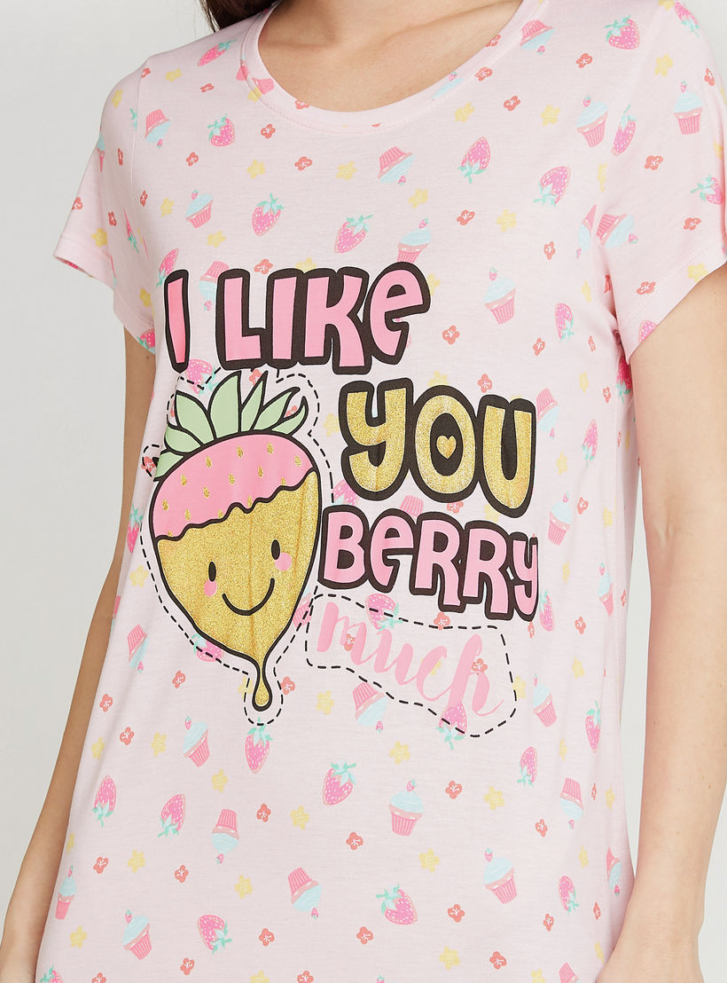 فستان نوم دون أكمام بياقة مستديرة وأكمام قصيرة وطبعات-women-clothing-nightwear-nighties-image-2